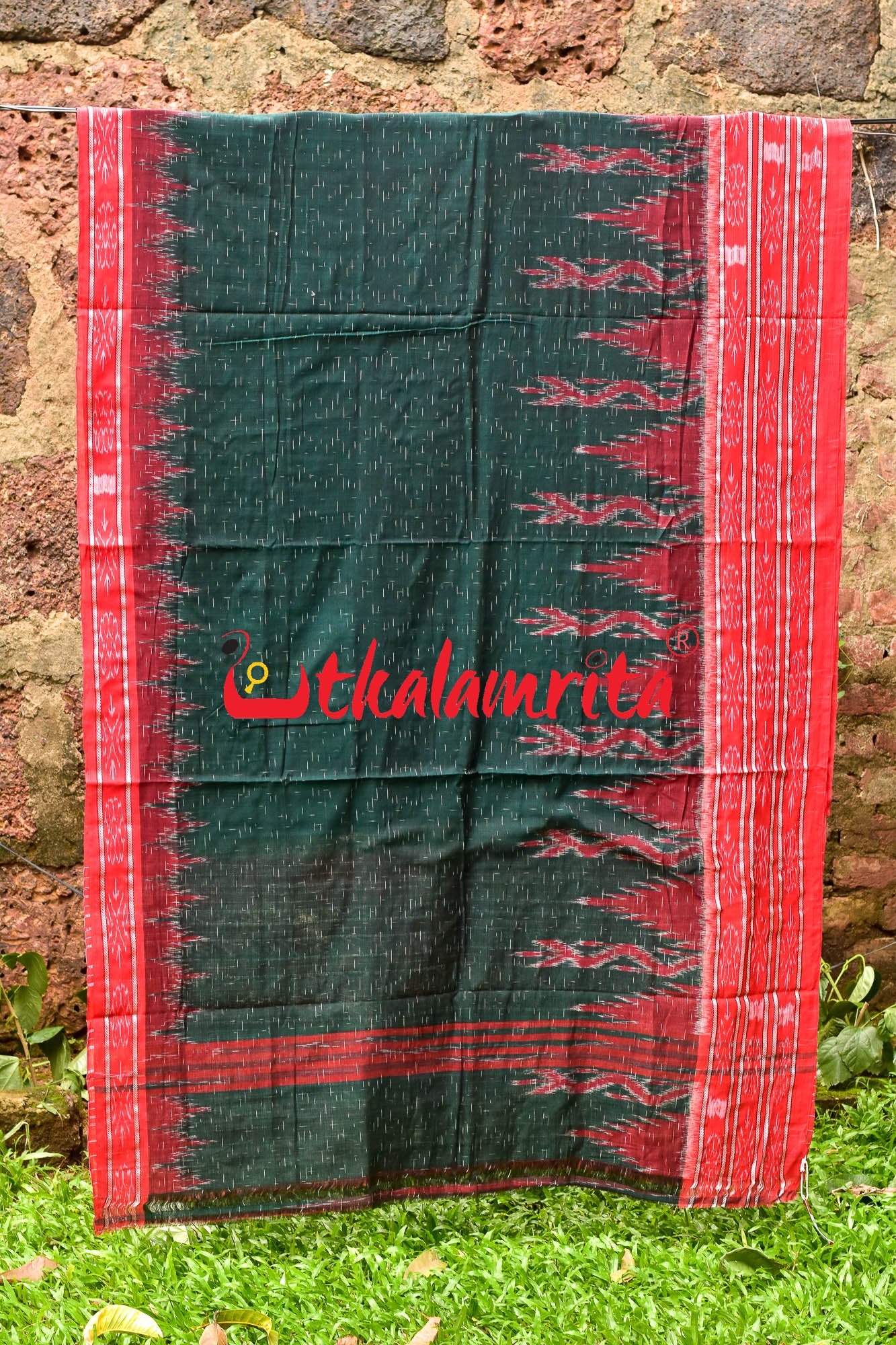 Bottlegreen Red Daali Scot Khandua Cotton