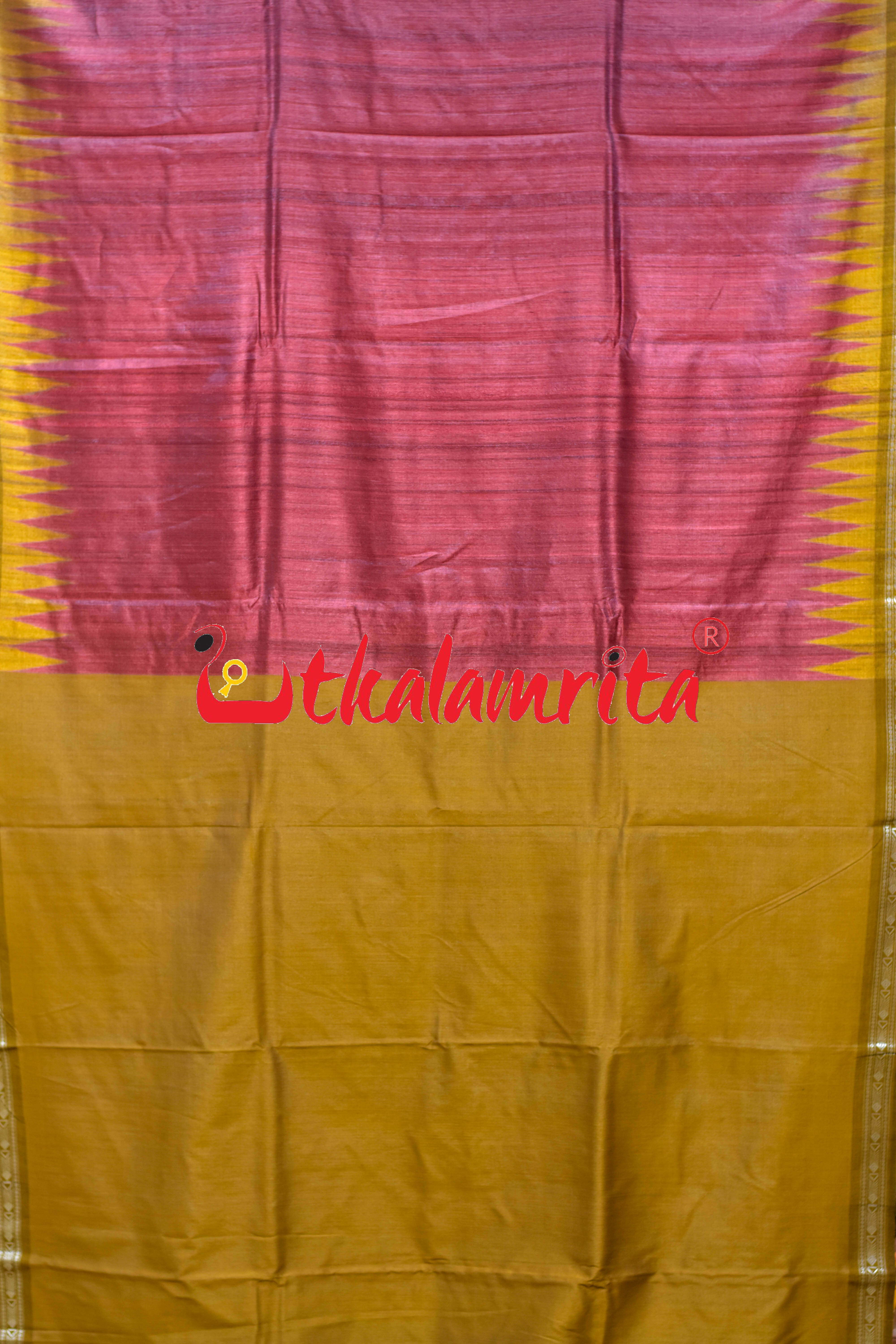Red Mustard Deer Flower Anchal Gopalpur Tussar Saree