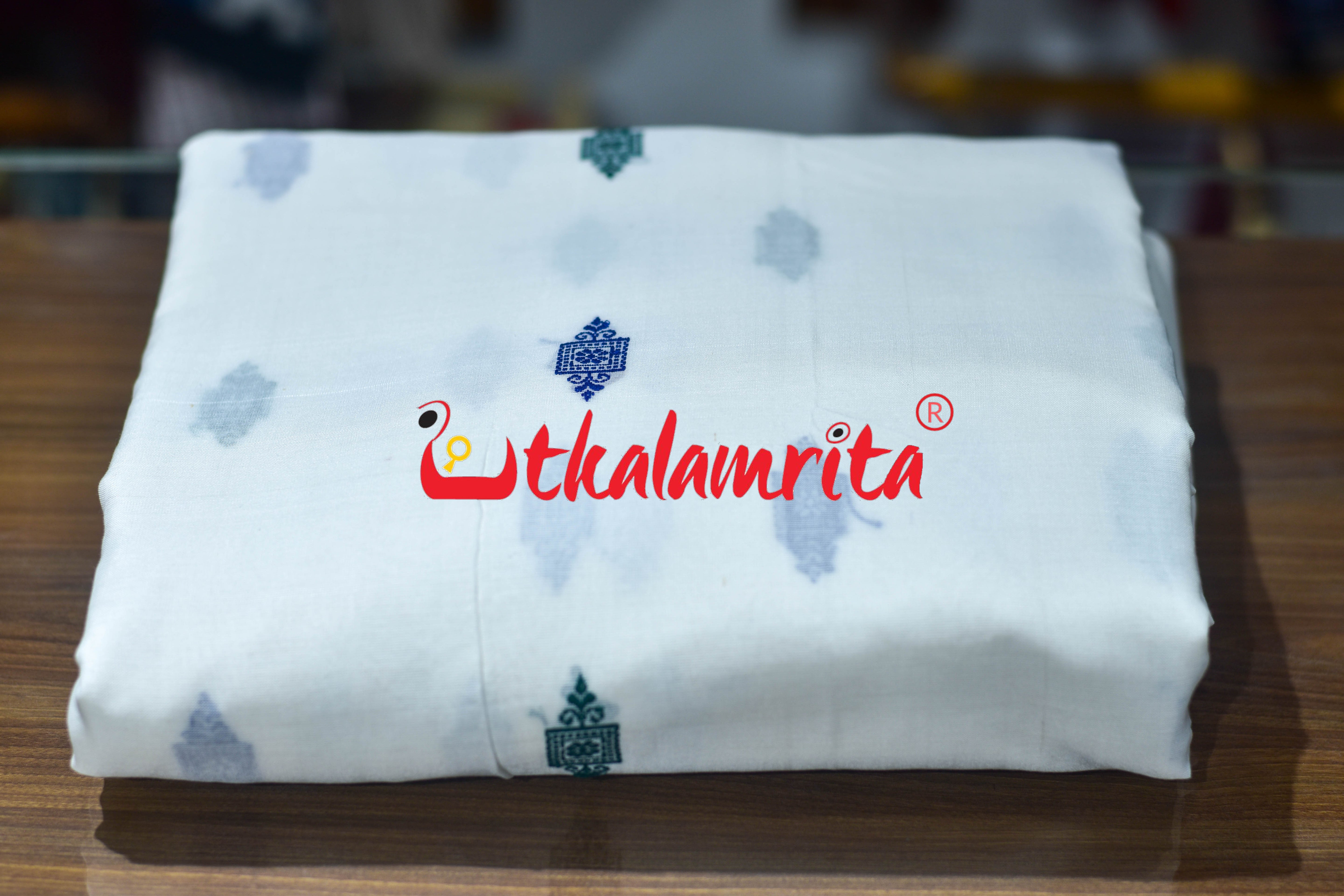 White Flower Buti Bomkai Cotton (Fabric)