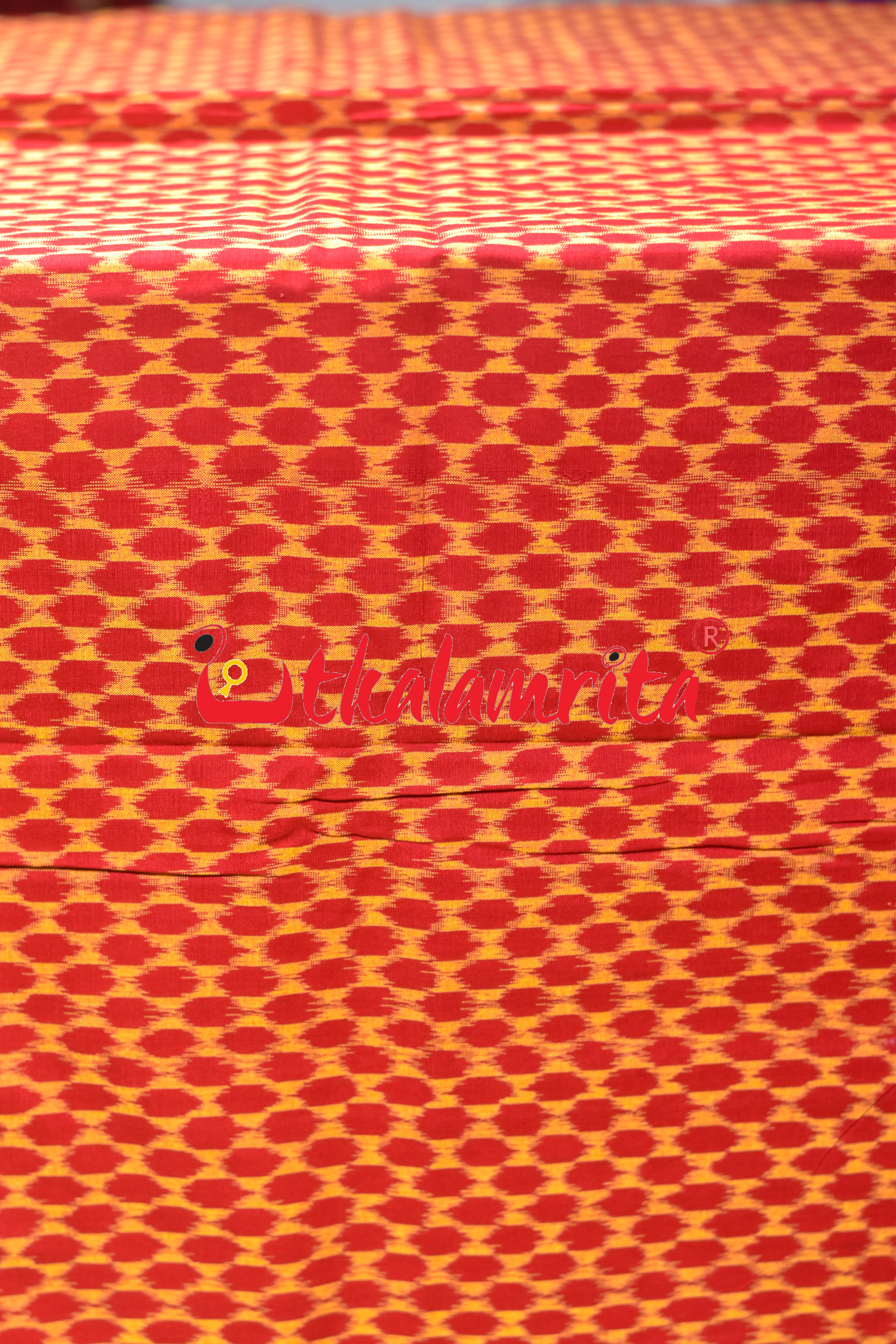 Beehives Red Yellow Sambalpuri Cotton (Fabric)