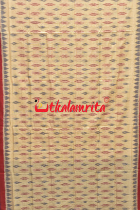 Tussarite Red Blue Double Border Khandua Cotton Saree