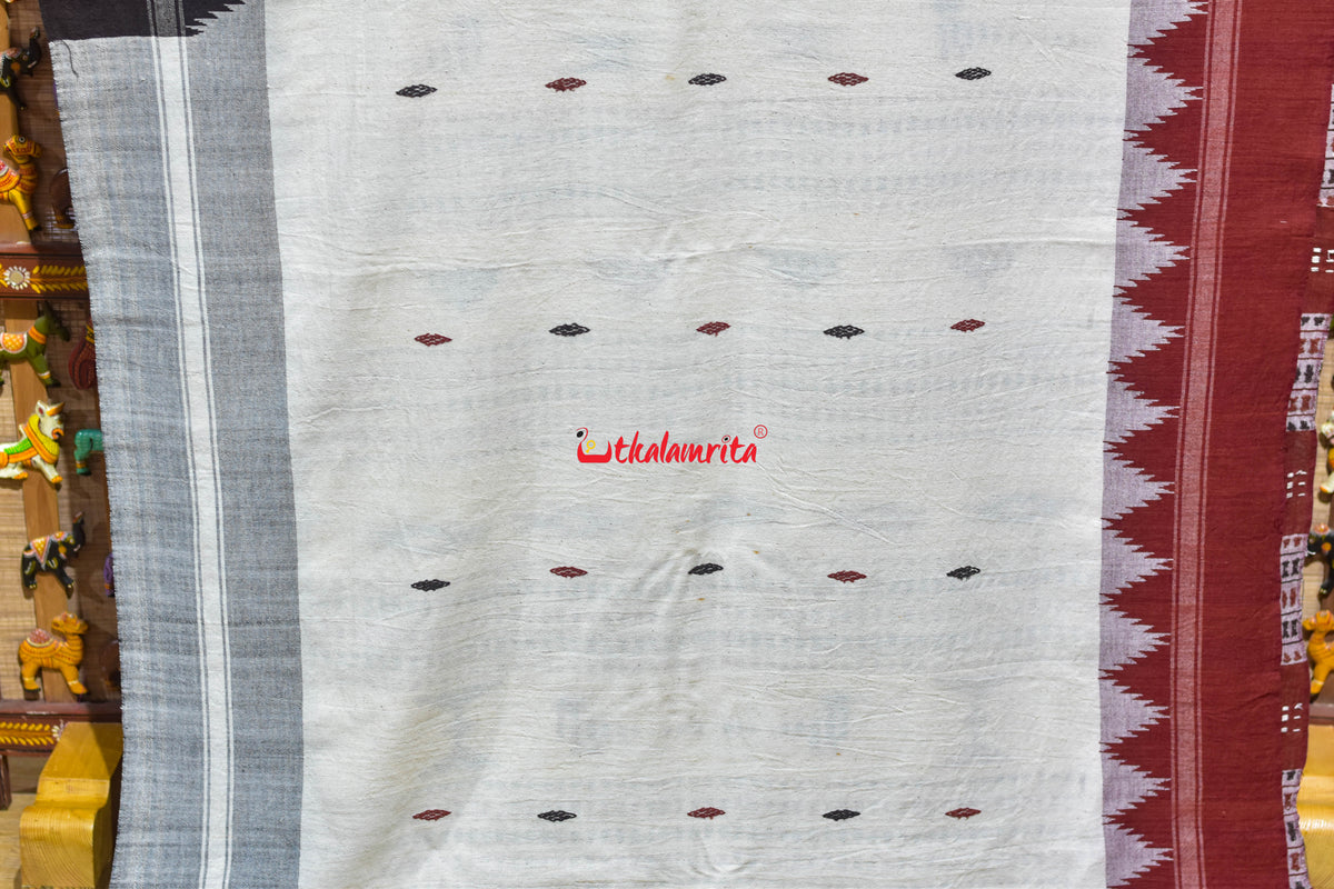 Off White Black Ganga Jamuna Kotpad Cotton Saree