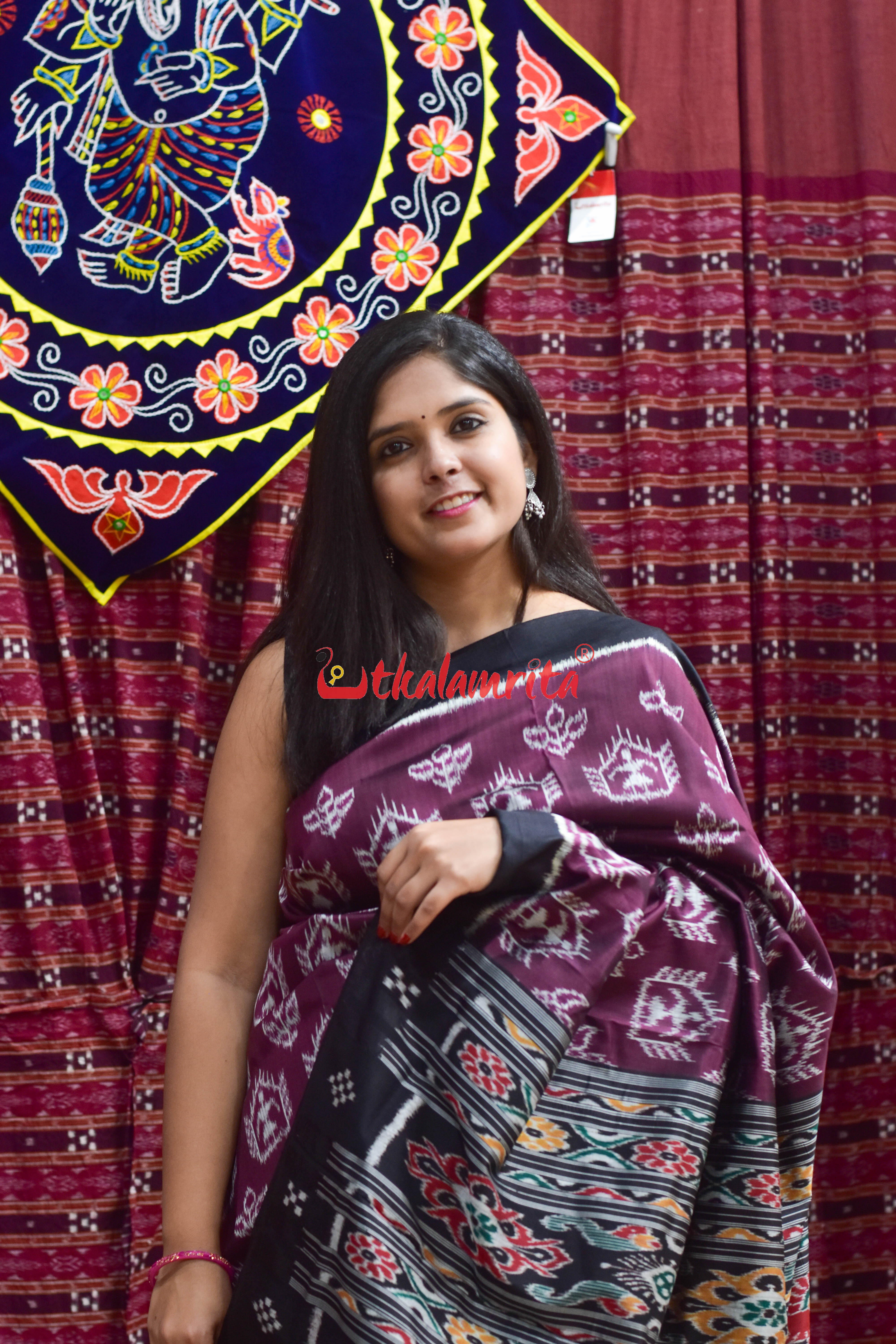 Wine Tribal Body Khandua Silk Saree