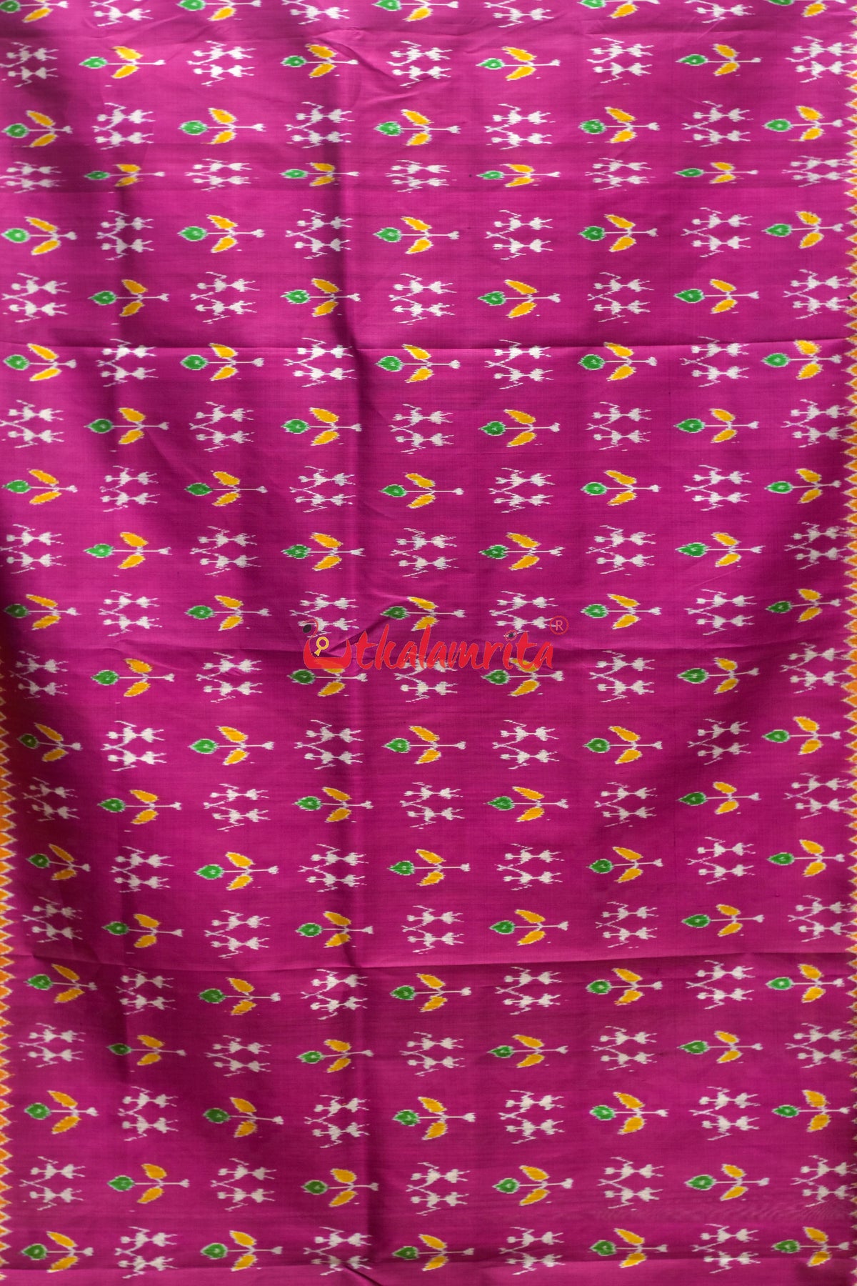 Magenta Patra Tribal Khandua Silk Saree
