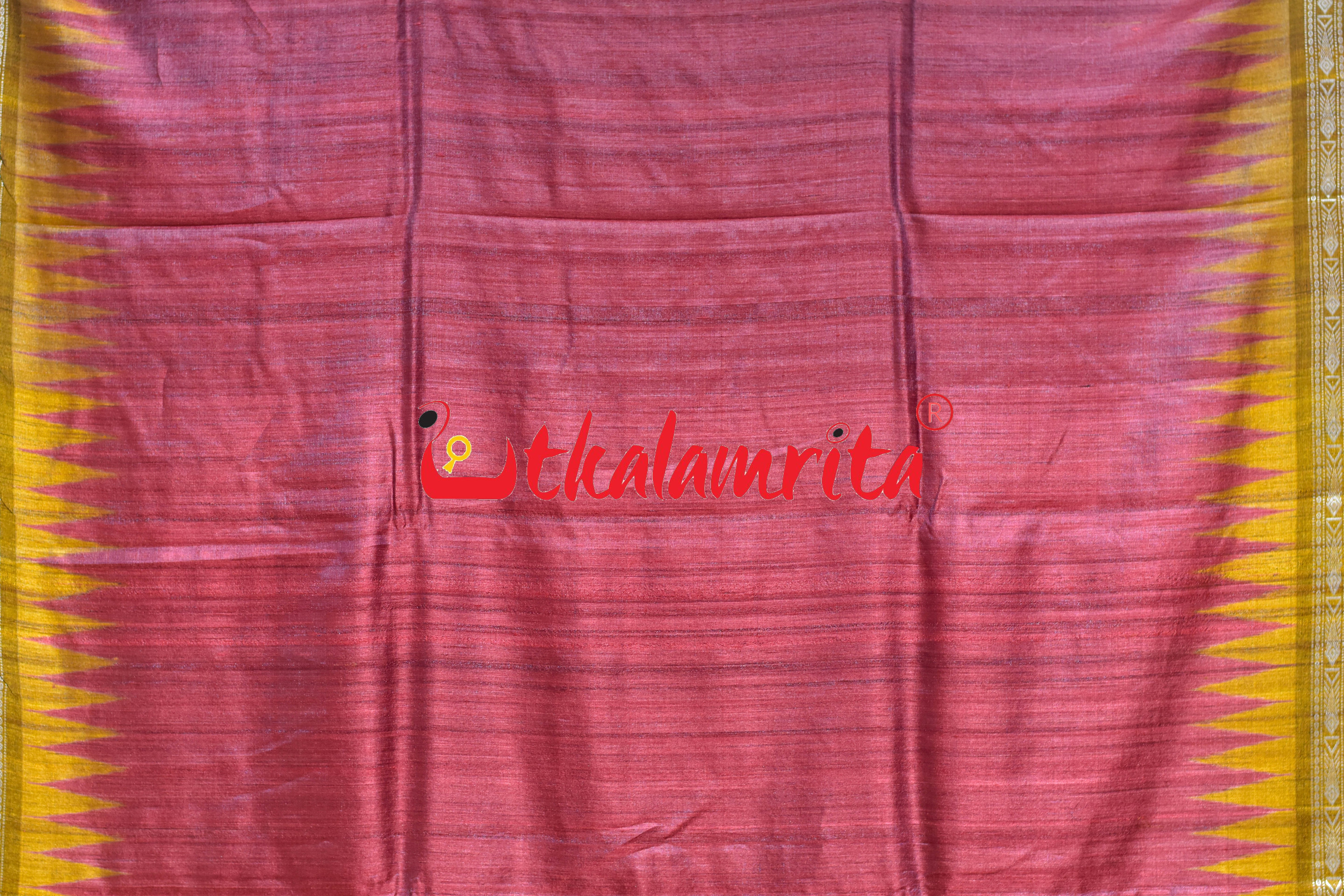 Red Mustard Deer Flower Anchal Gopalpur Tussar Saree