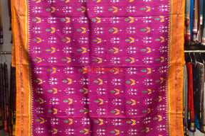 Magenta Patra Tribal Khandua Silk Saree