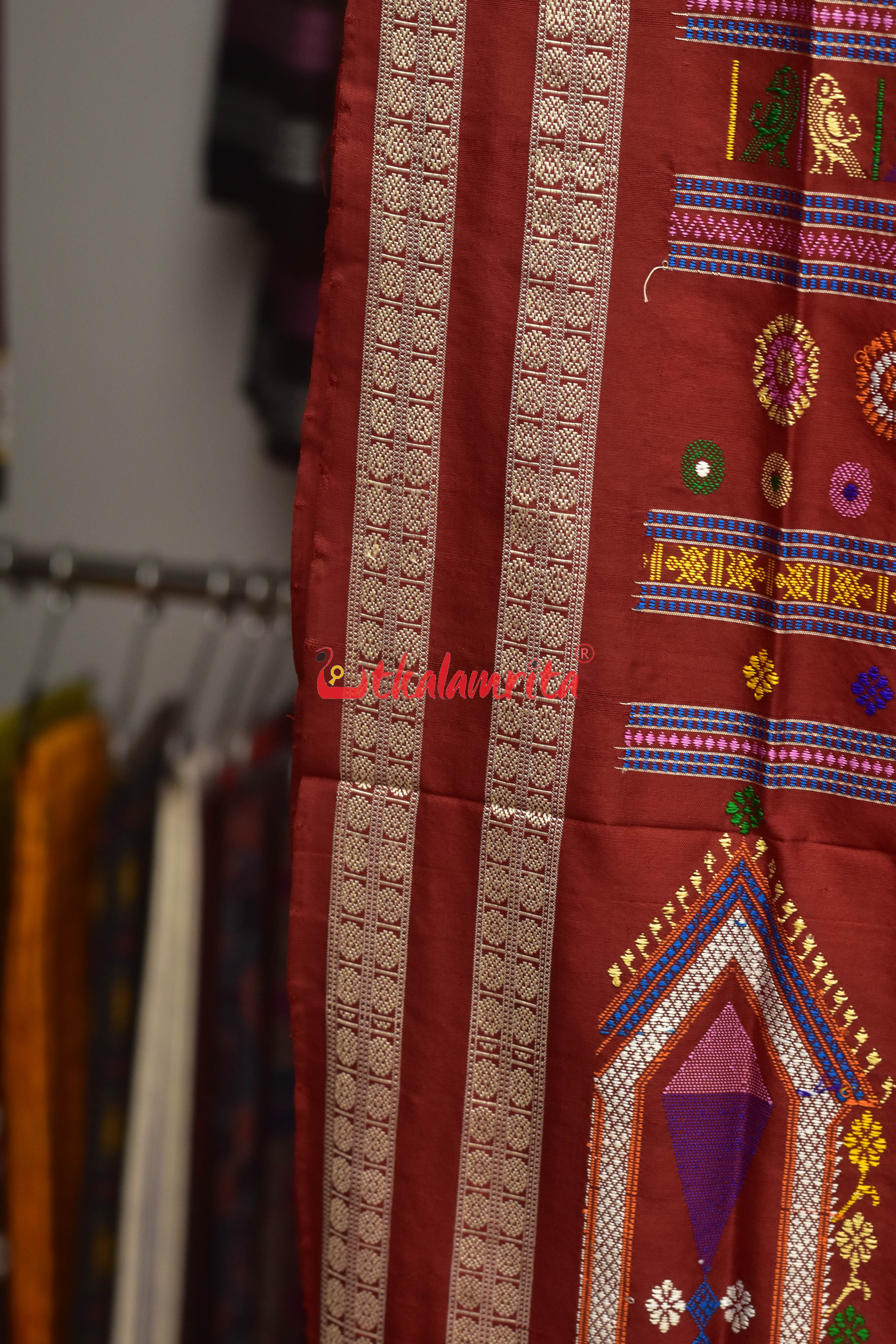 Yellow Maroon Dolabedi Silk Saree