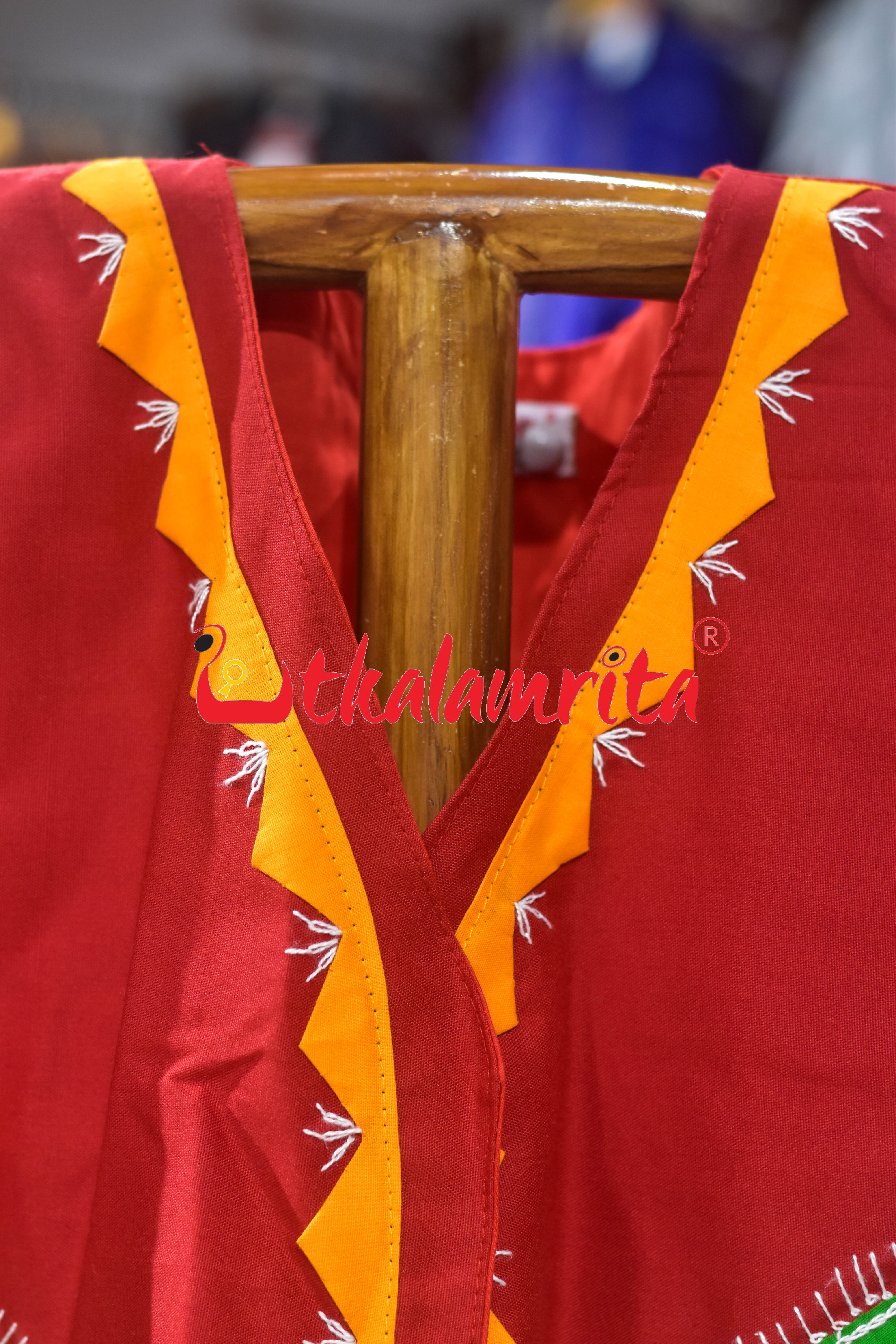 Red with Green Chadhei Applique (Jacket)