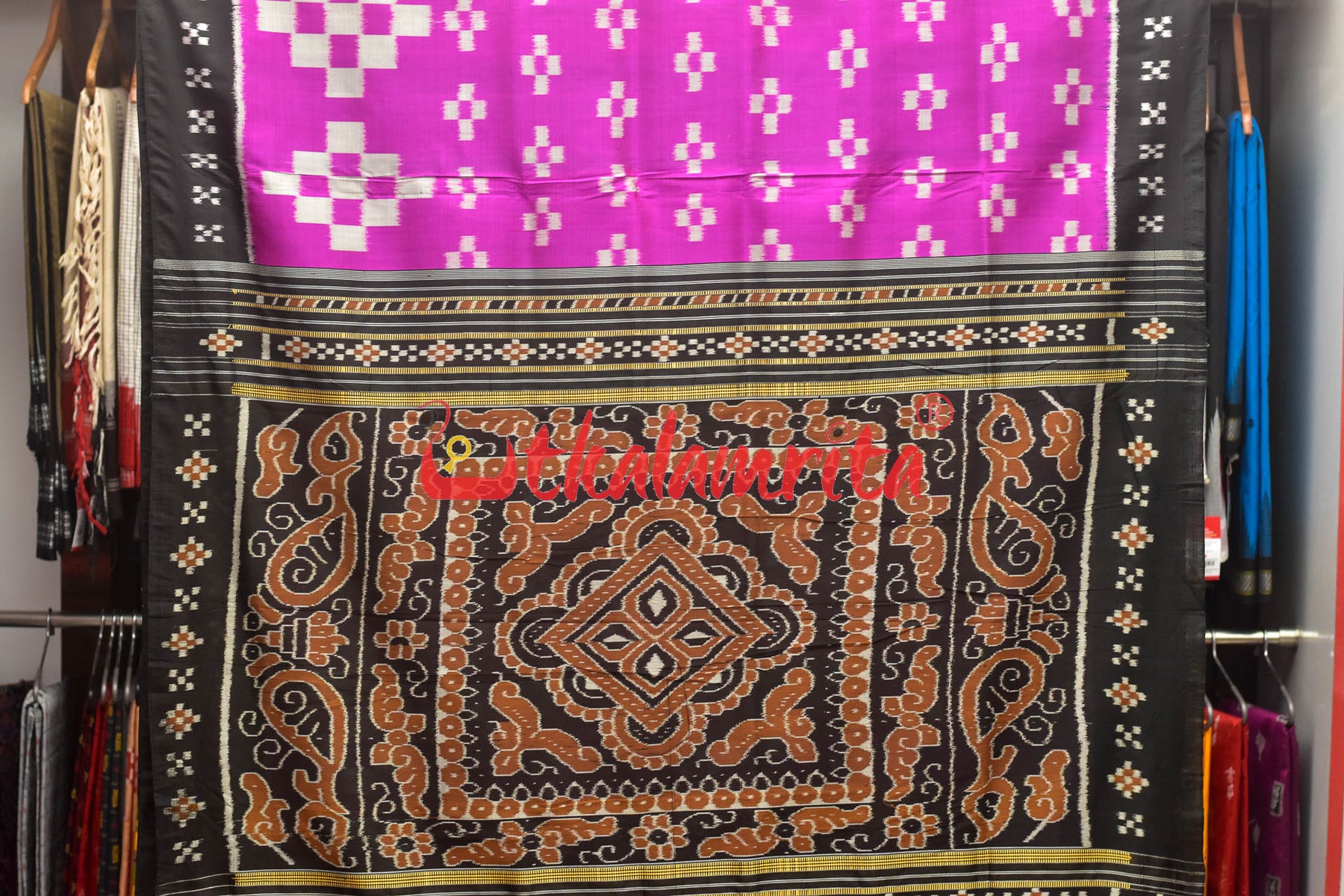 Pink Pasapali Design Khandua Silk Saree