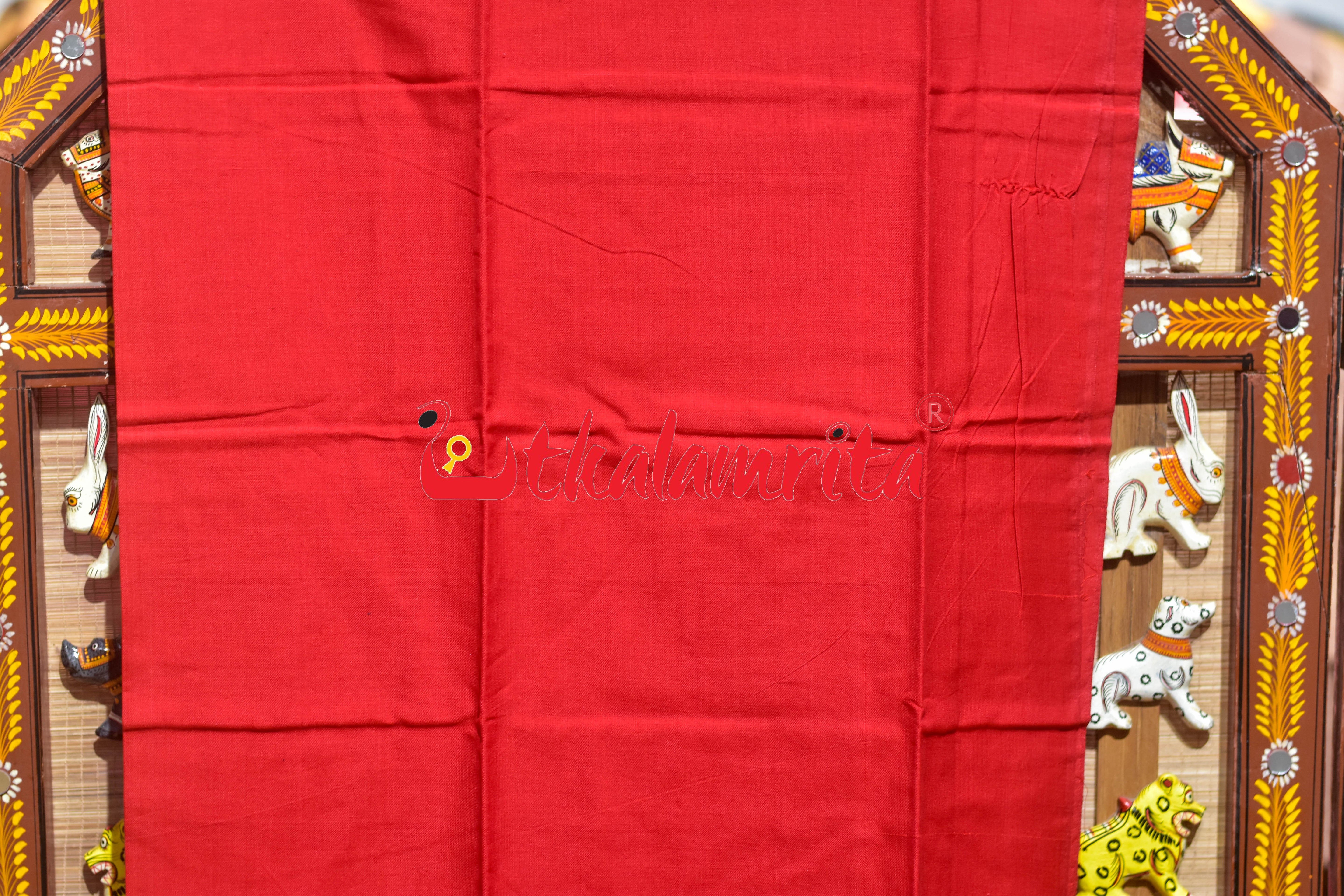 Blue Red Kothi Elephants Sambalpuri Cotton Dress Set