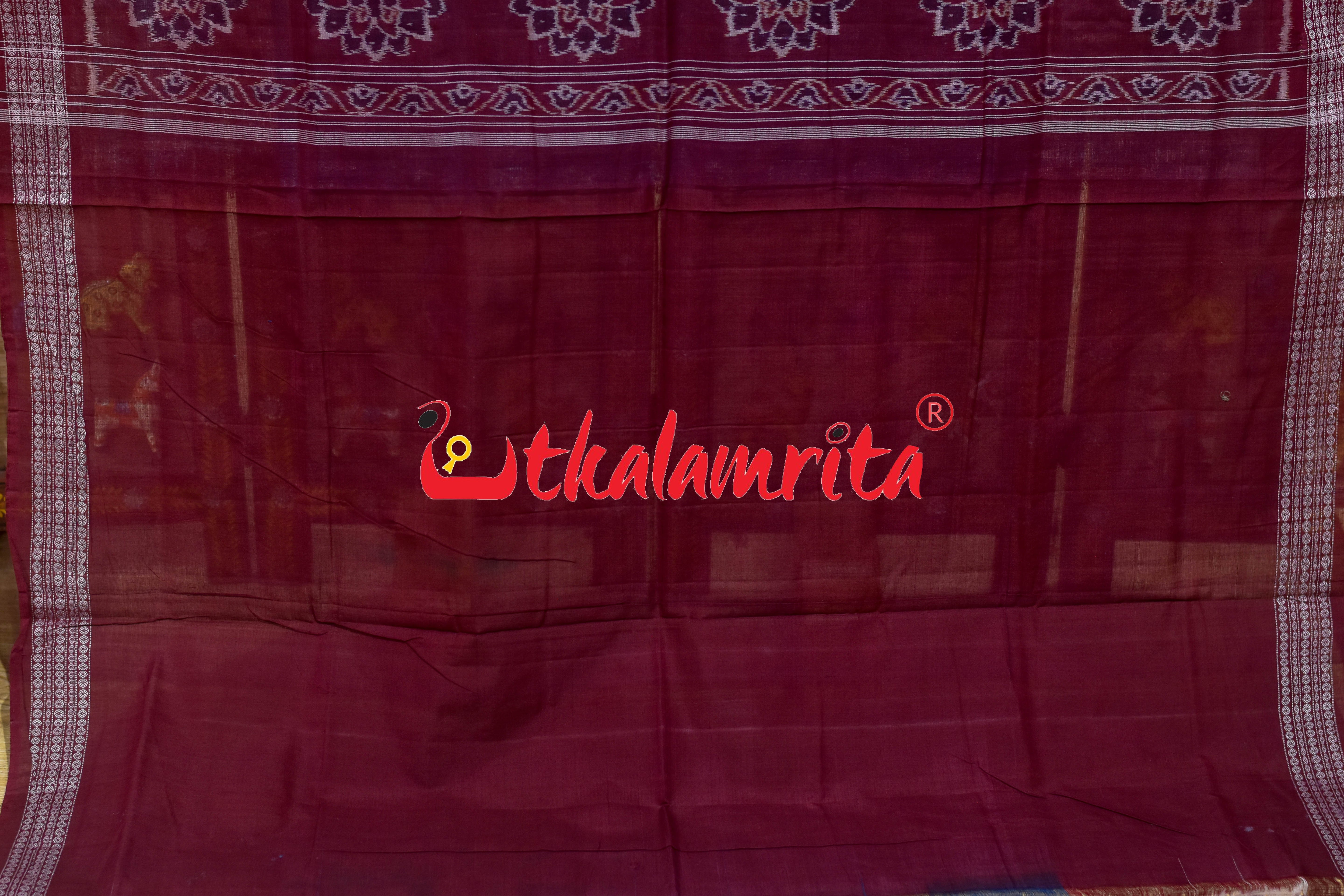 Blue Maroon Ghara Jharaka Sambalpuri Cotton Saree