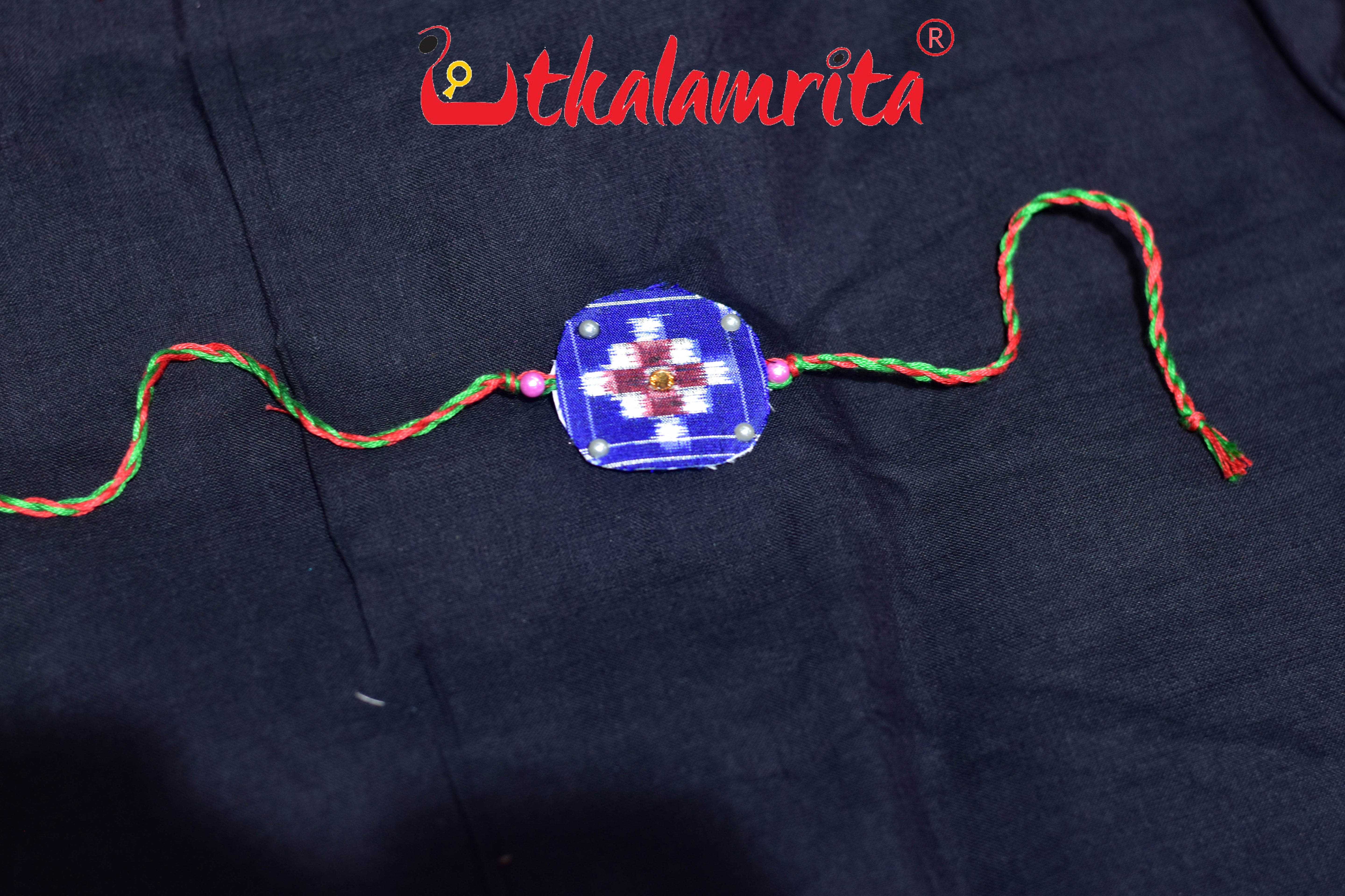 Blue Red Pasapali (Ikat Rakhi)