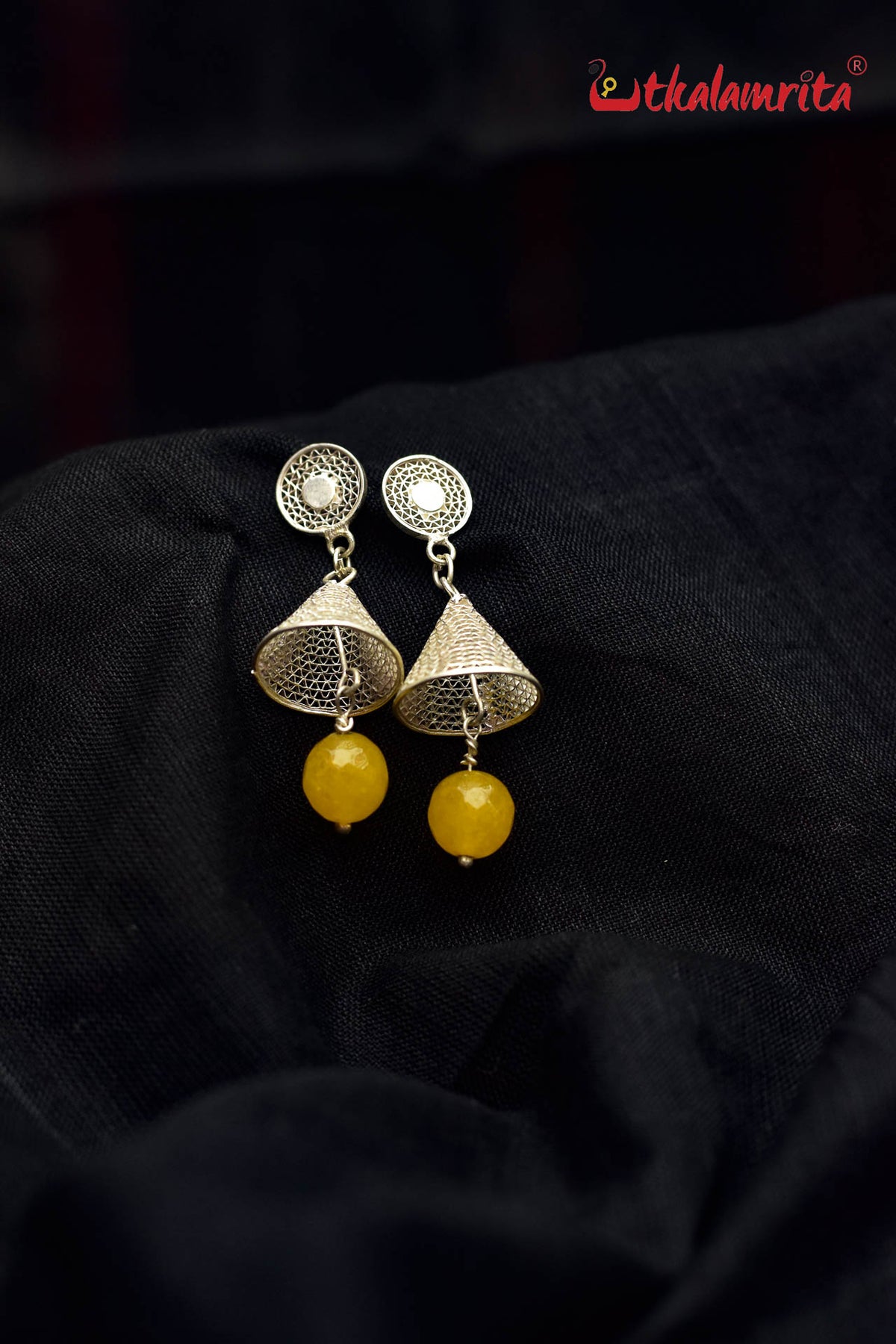 Conical Silver with Yellow Balls (Earring Tops)