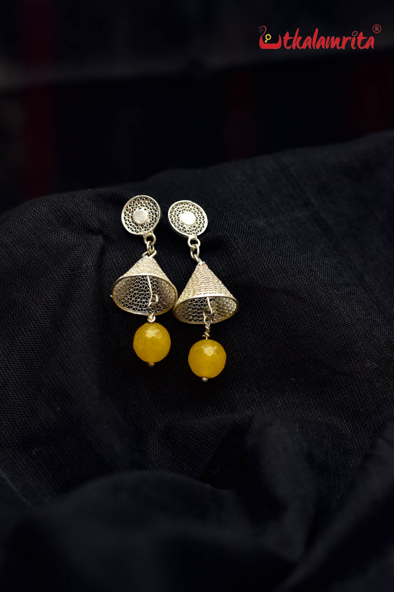 Conical Silver with Yellow Balls (Earring Tops)