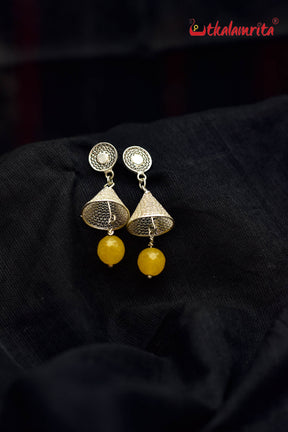 Conical Silver with Yellow Balls (Earring Tops)