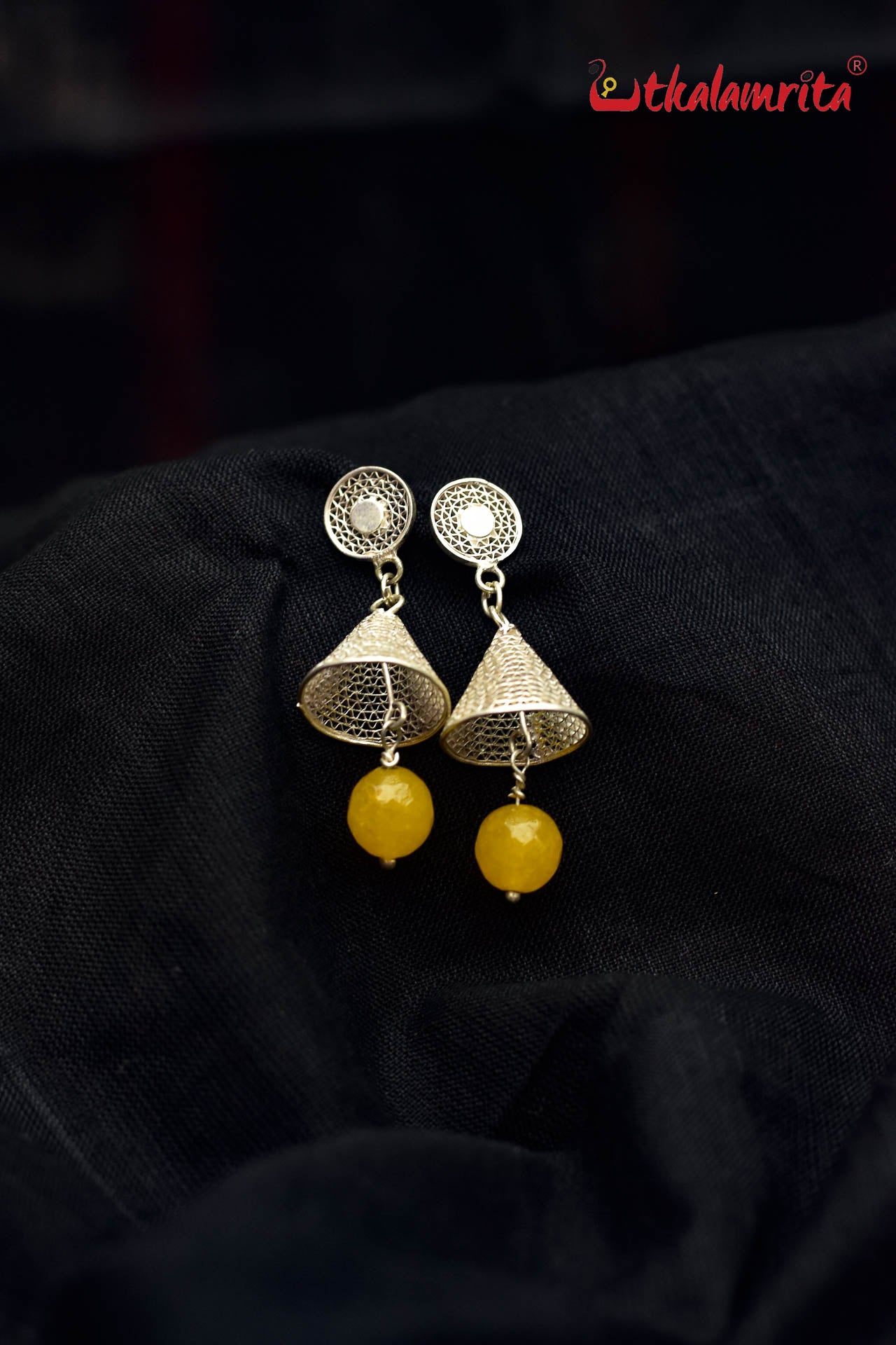 Conical Silver with Yellow Balls (Earring Tops)