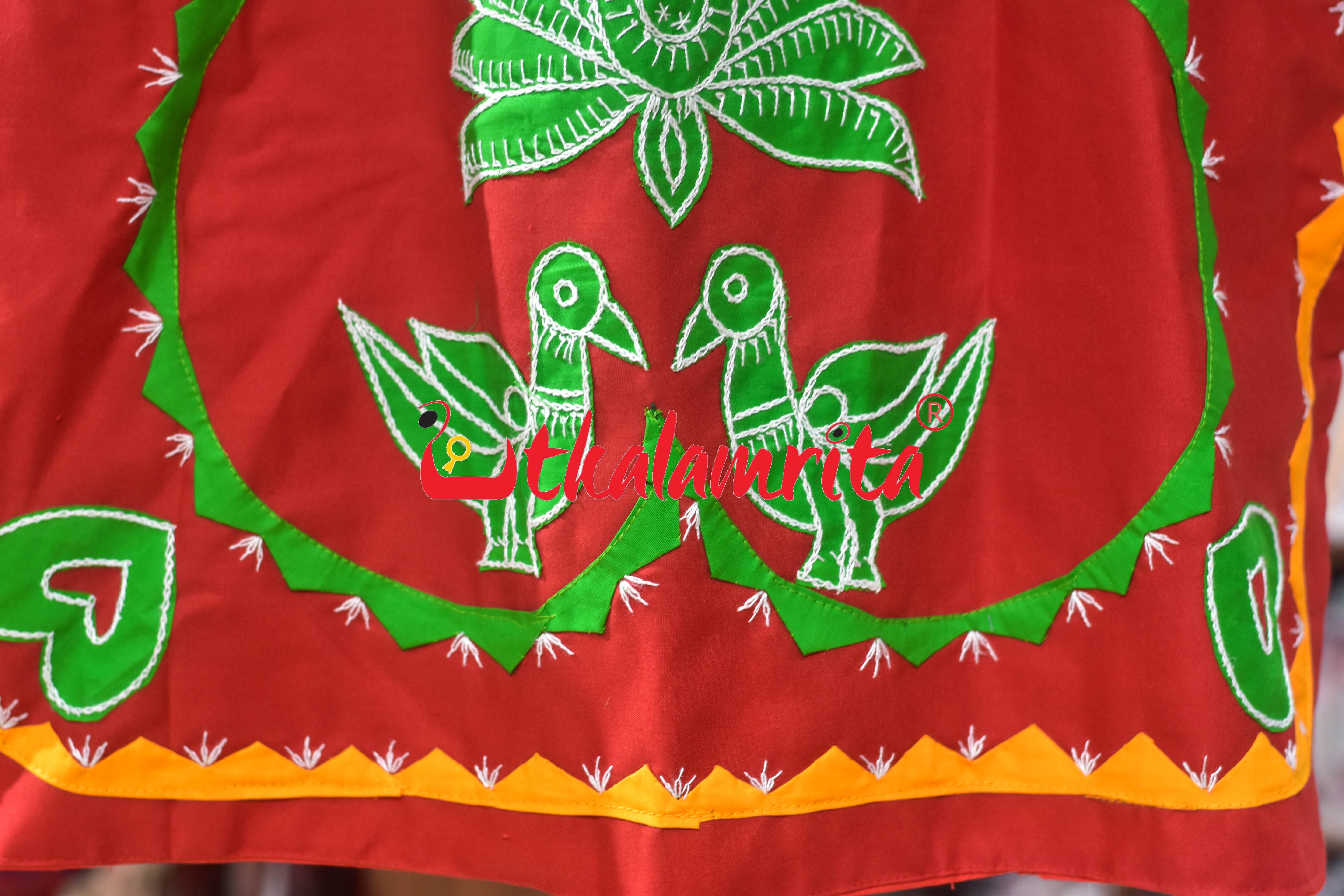 Red with Green Chadhei Applique (Jacket)