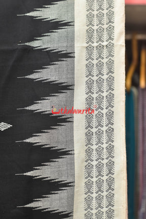 Black with White Border Original Ganjam Bomkai Cotton Saree