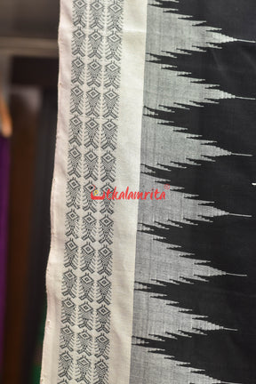 Black with White Border Original Ganjam Bomkai Cotton Saree