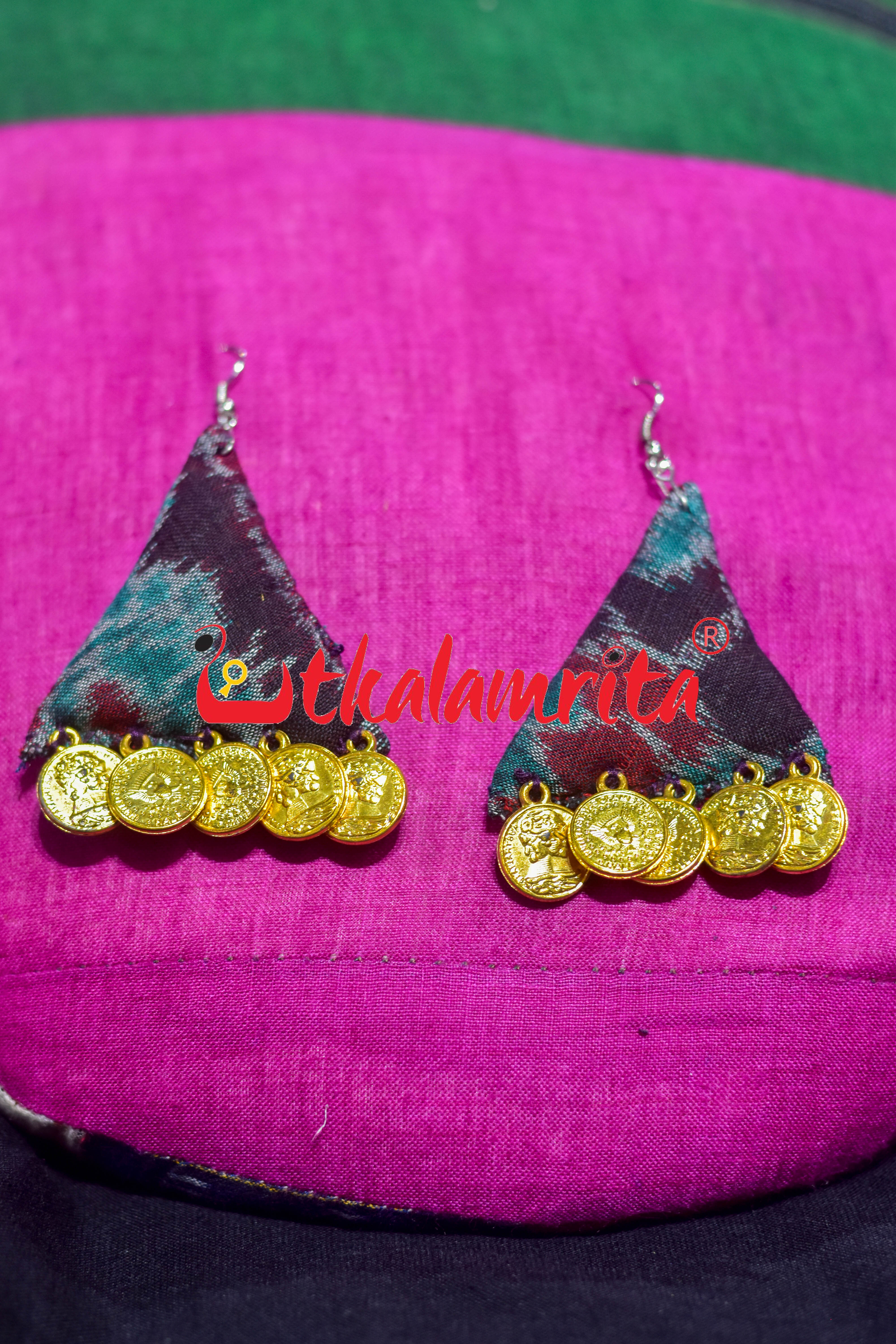 Black Golden Jhumka (Handloom Earrings)