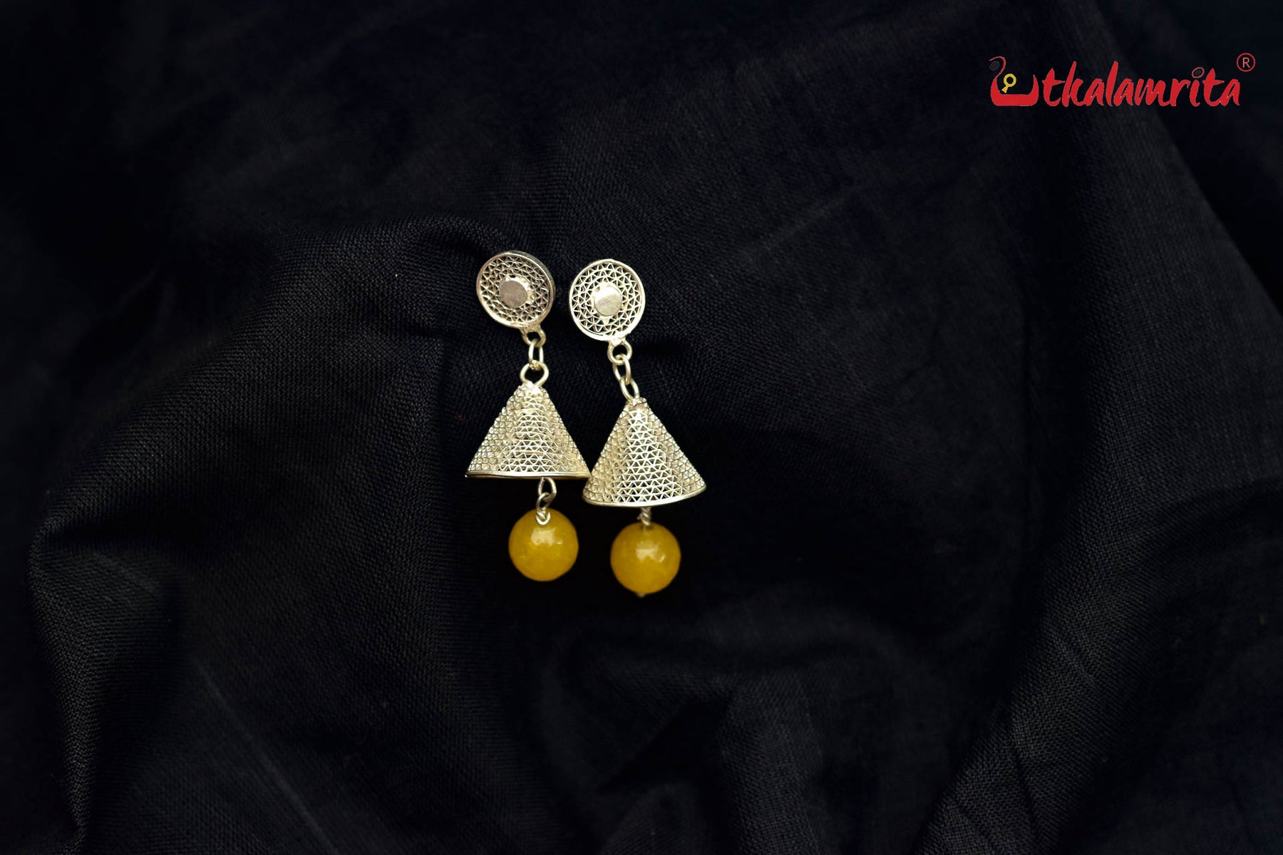 Conical Silver with Yellow Balls (Earring Tops)