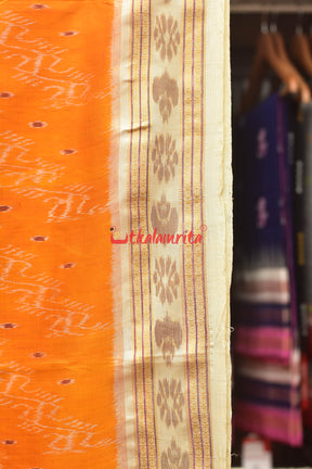Mustard With White Dali Khandua Silk Saree