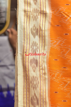 Mustard With White Dali Khandua Silk Saree