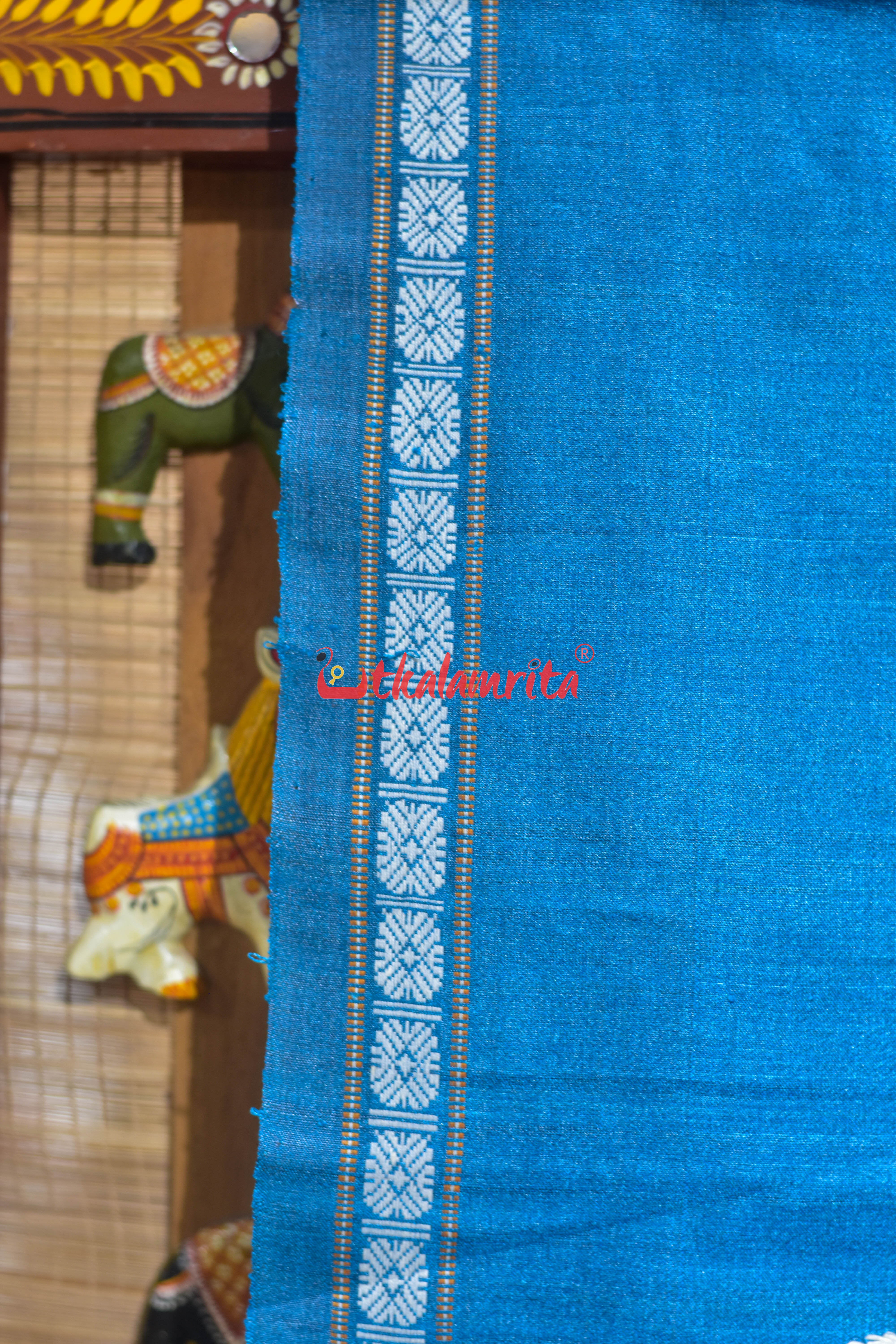 Copper Sulphate Dobby Chakra Gopalpur Tussar Silk Saree