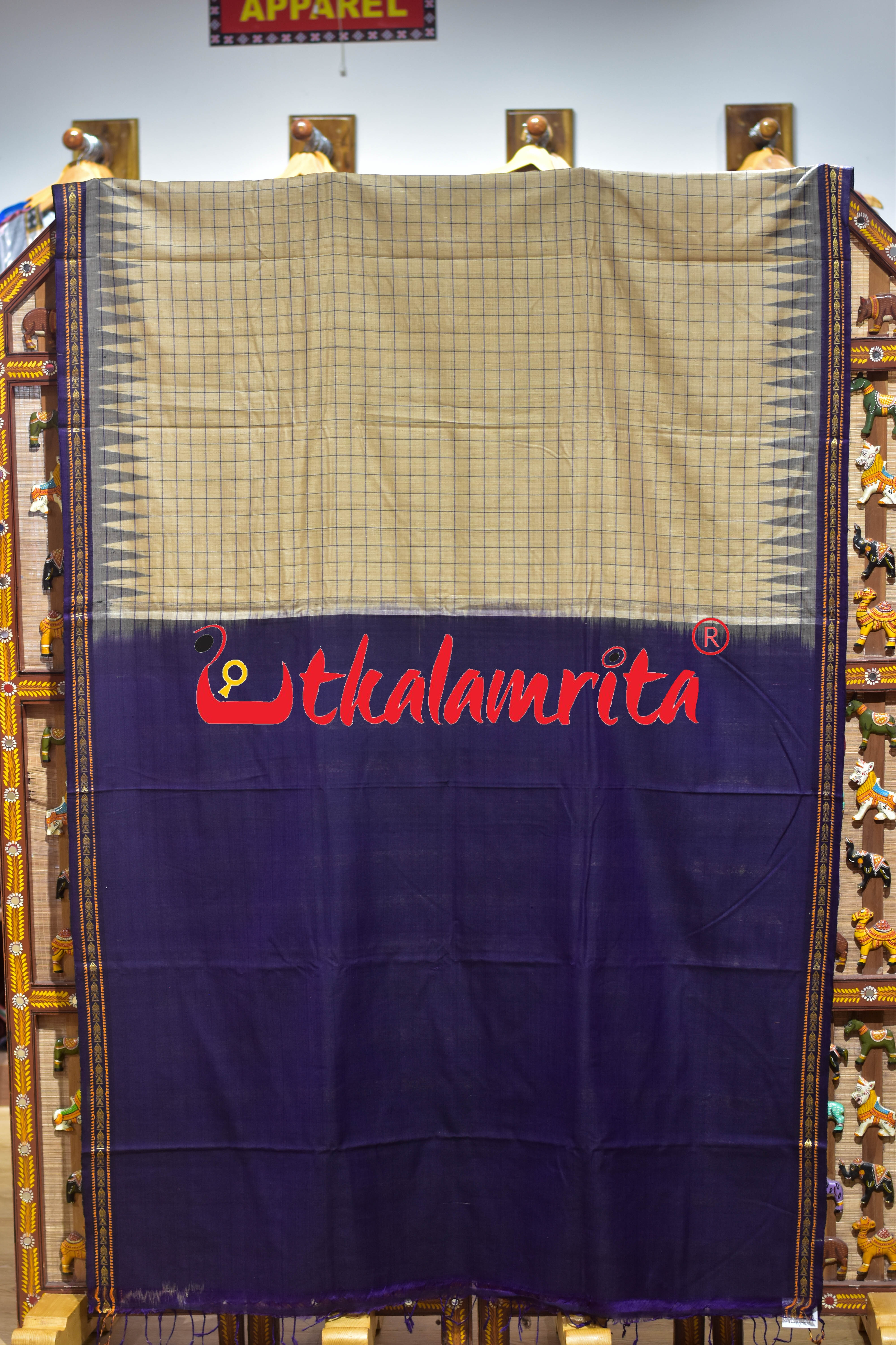 Bapta Cotton Gopalpur Tussar Body Checks Ghee Purple Saree