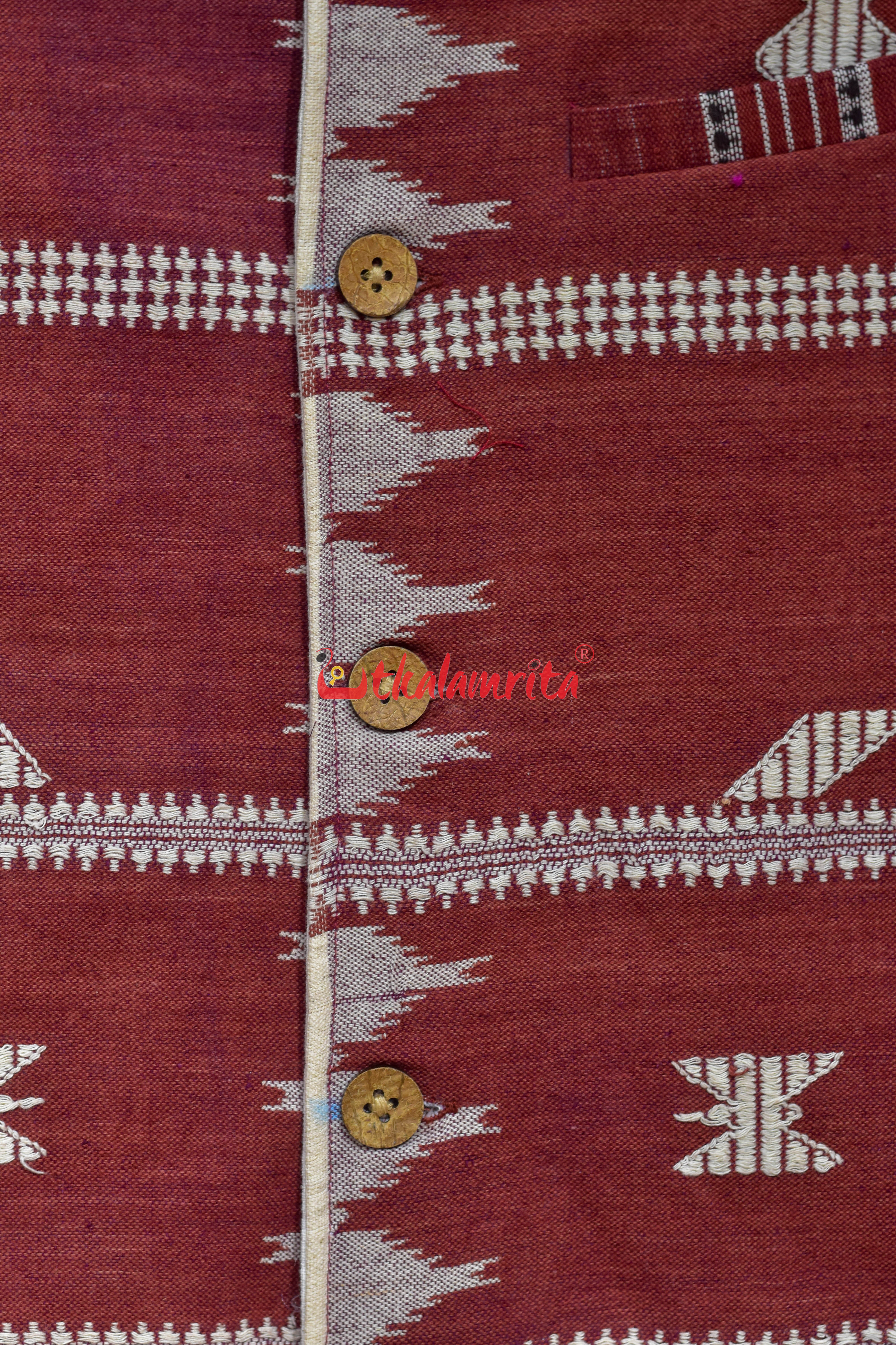 Maroon with Off White Adibasi Kotpad (Modi Jacket)