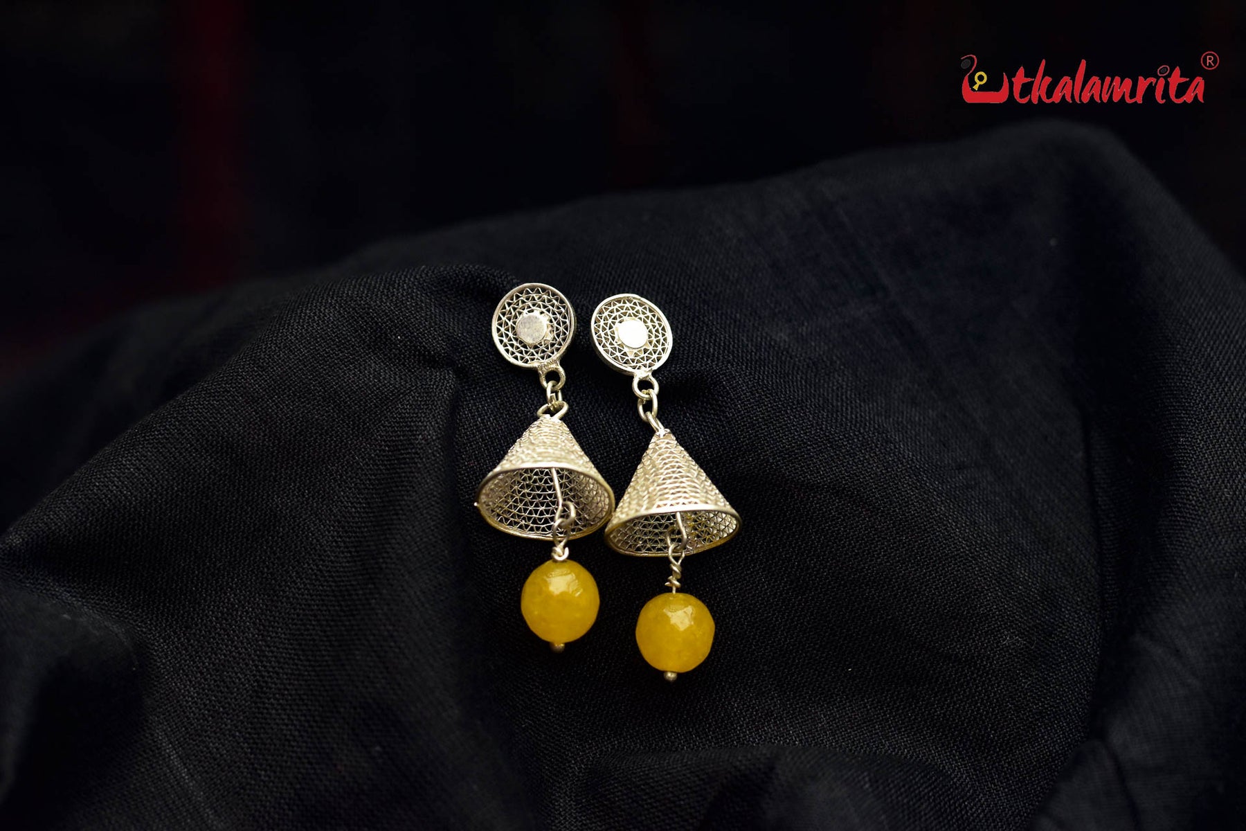 Conical Silver with Yellow Balls (Earring Tops)