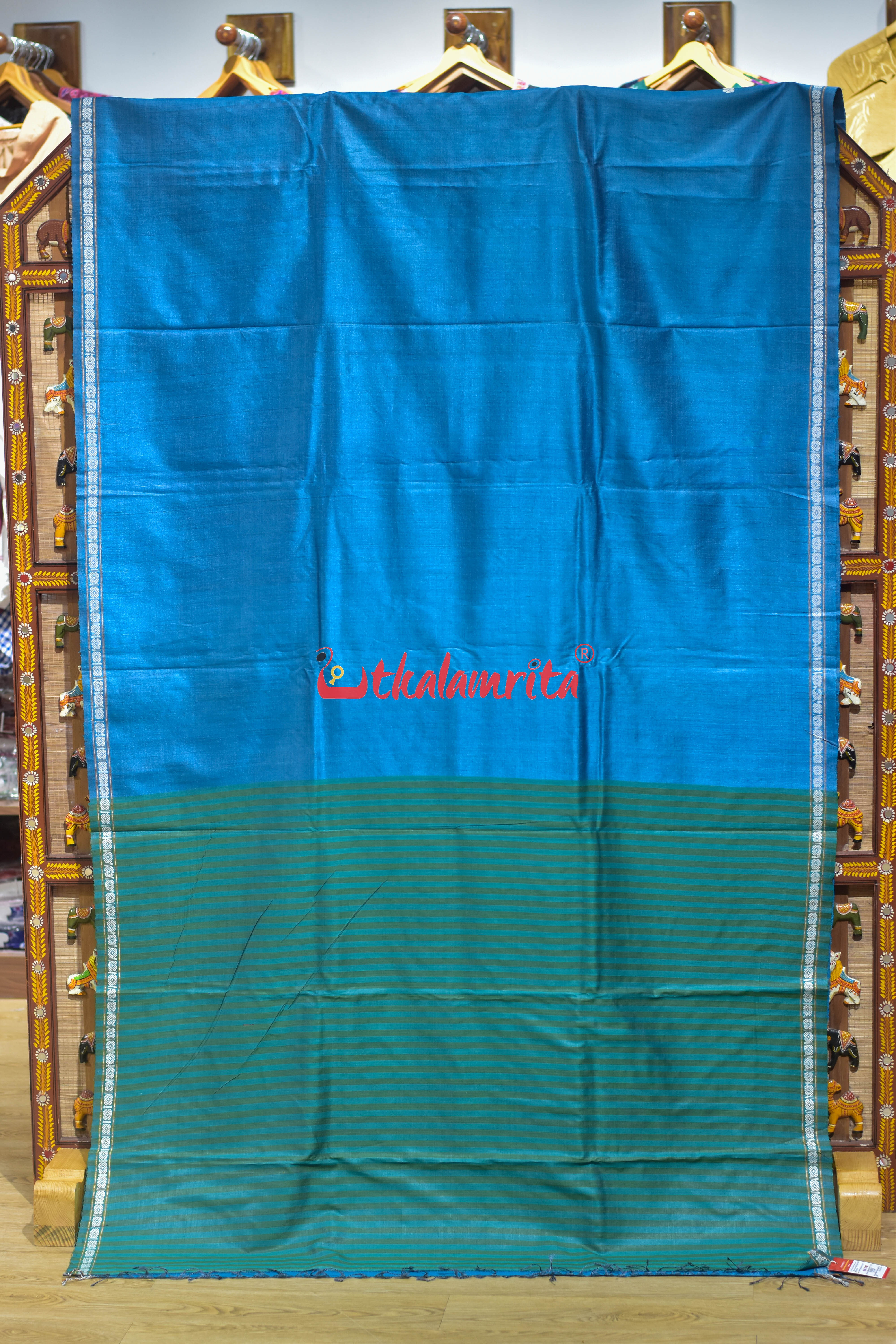 Copper Sulphate Dobby Chakra Gopalpur Tussar Silk Saree