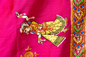 Giri Gobardhan Rani Pink Pattachitra Silk Saree