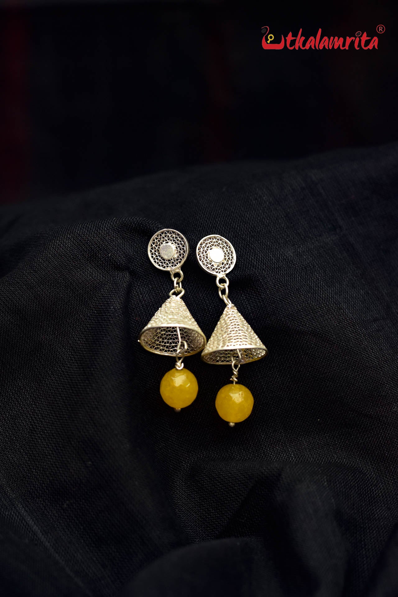 Conical Silver with Yellow Balls (Earring Tops)