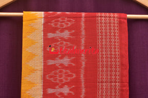 Red Yellow Mayurapucha Sambalpuri Dress Set