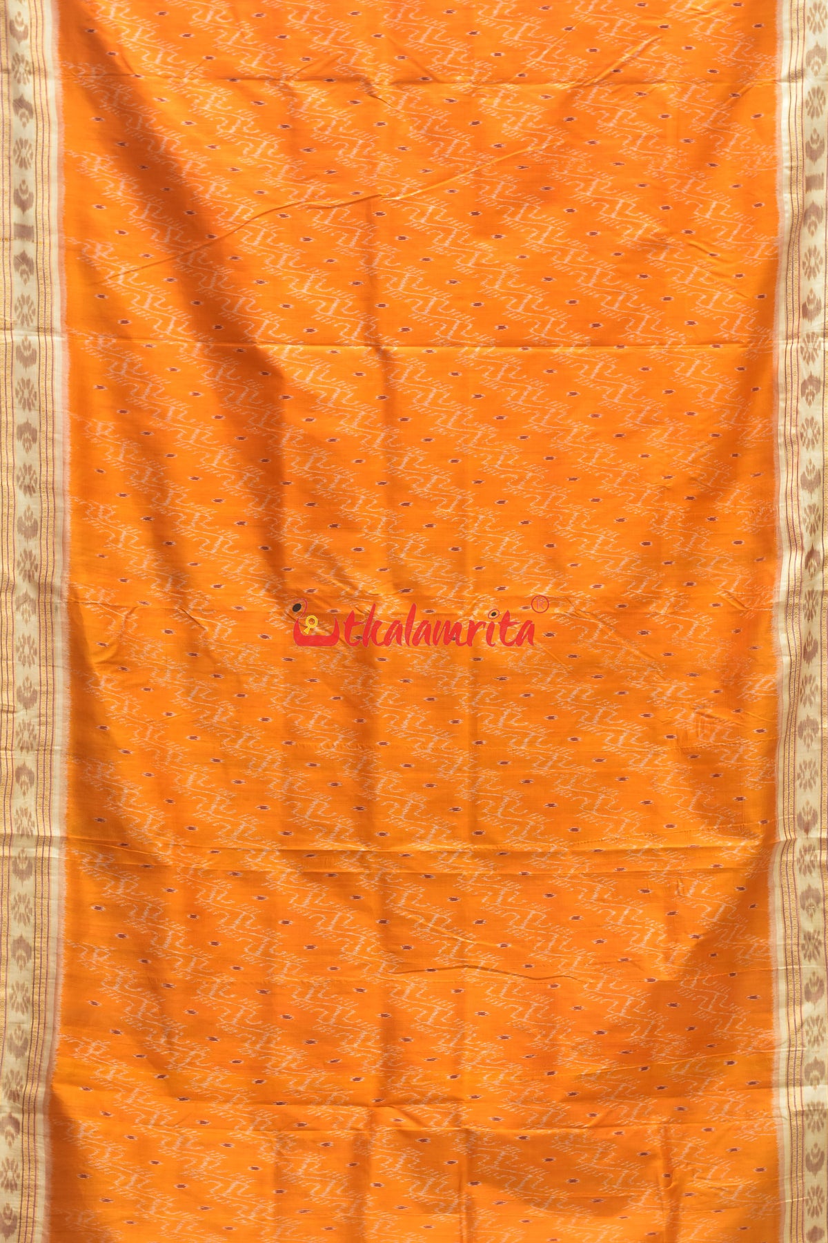 Mustard With White Dali Khandua Silk Saree
