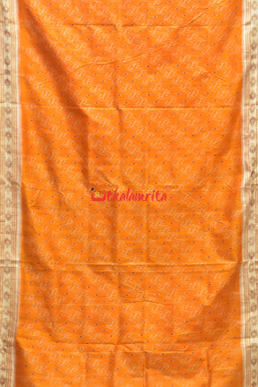 Mustard With White Dali Khandua Silk Saree