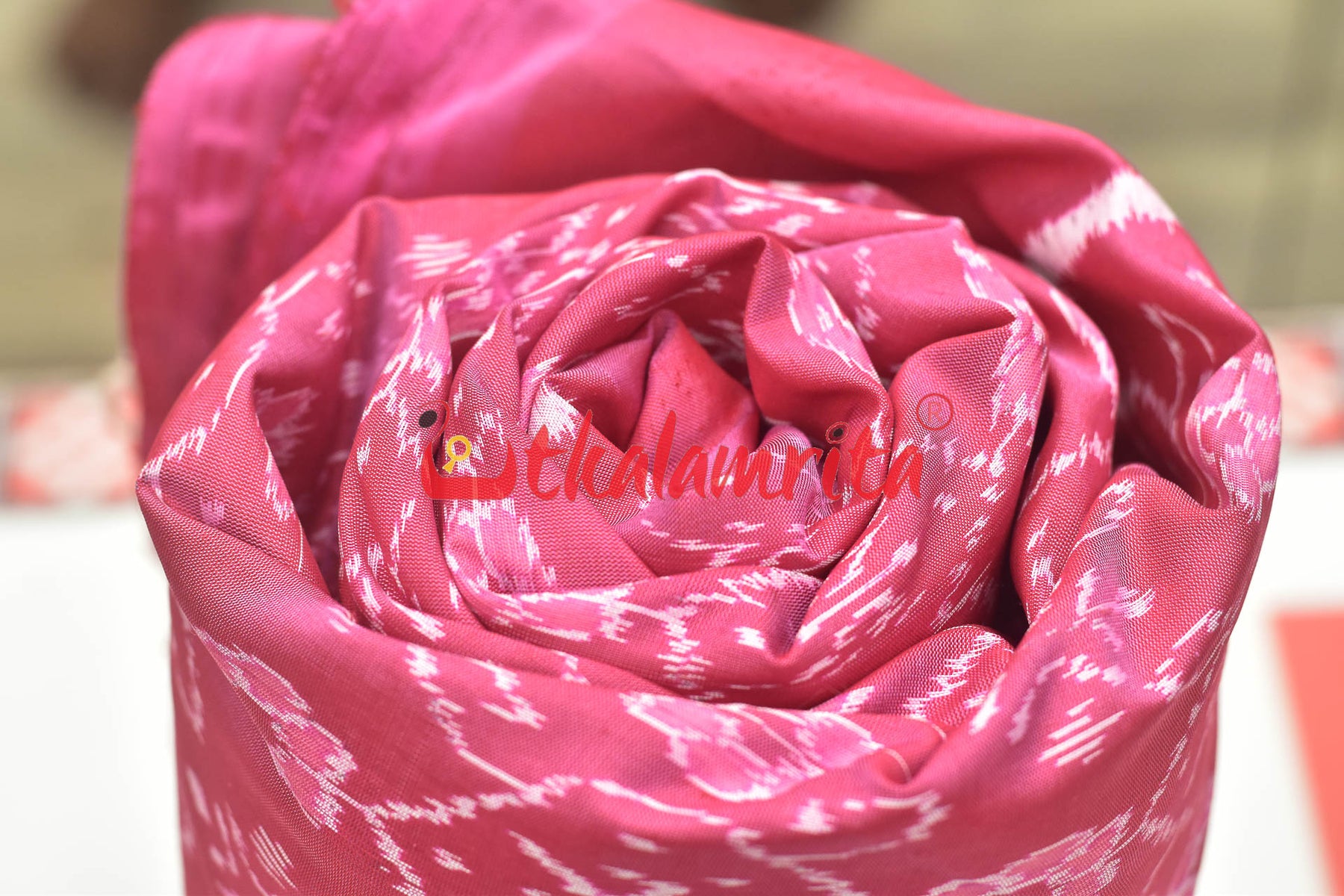 Old Rose Phula Thikiri Sambalpuri Silk (Fabric)