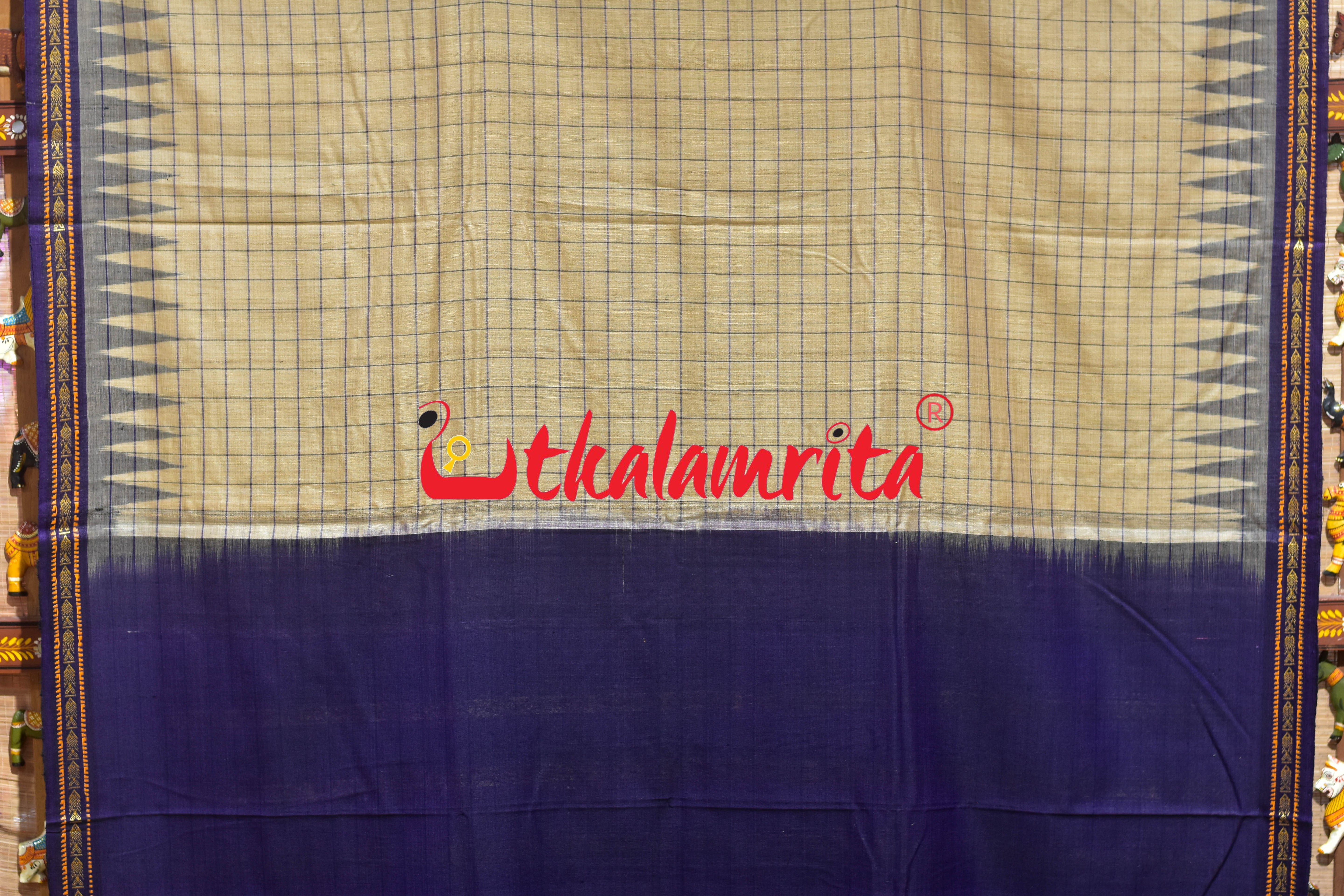 Bapta Cotton Gopalpur Tussar Body Checks Ghee Purple Saree