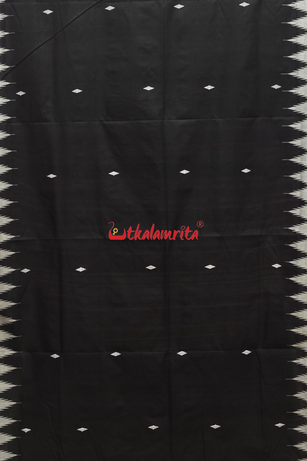 Black with White Border Original Ganjam Bomkai Cotton Saree