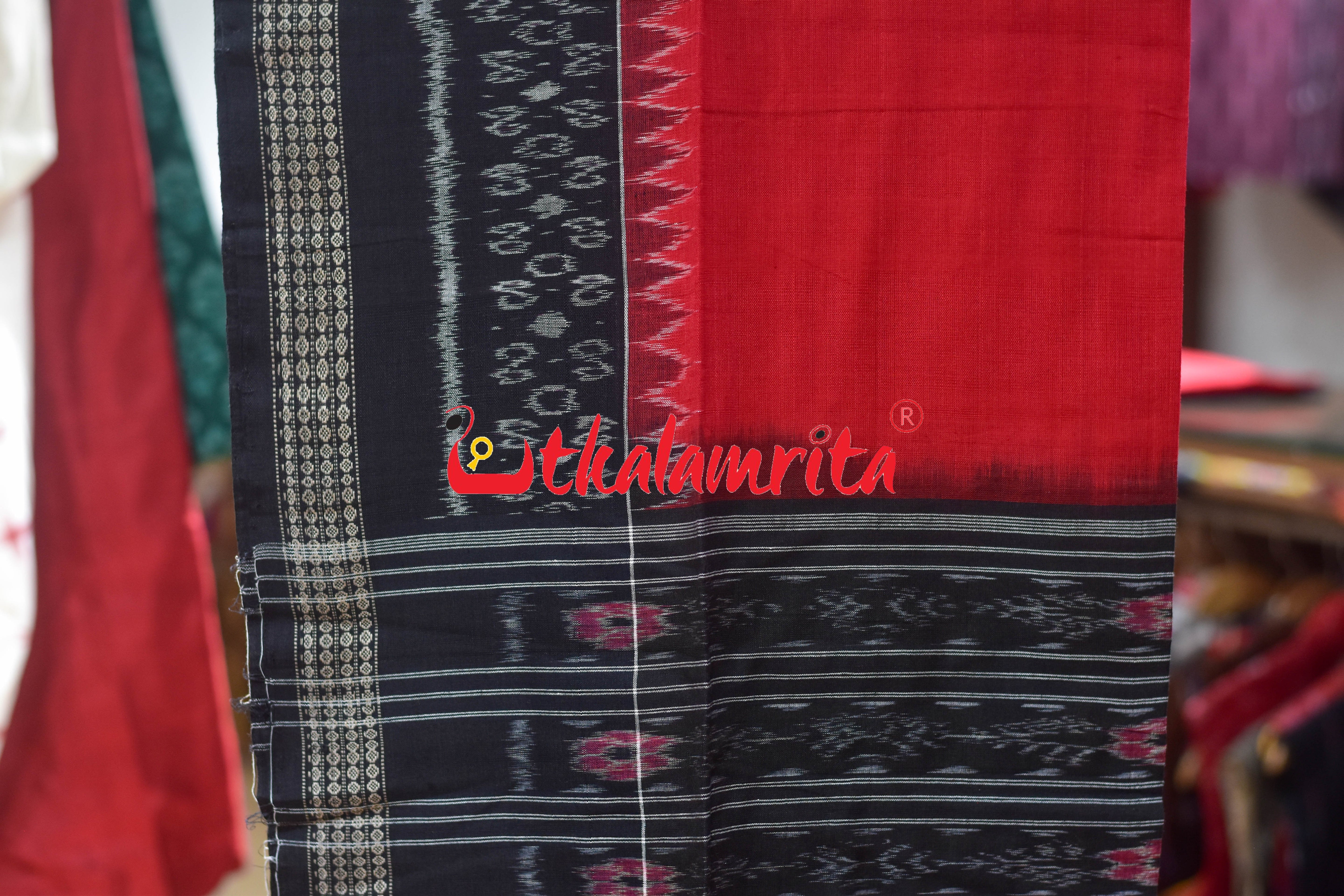 Red Black Elephant Tribals Sambalpuri Cotton Dress Set