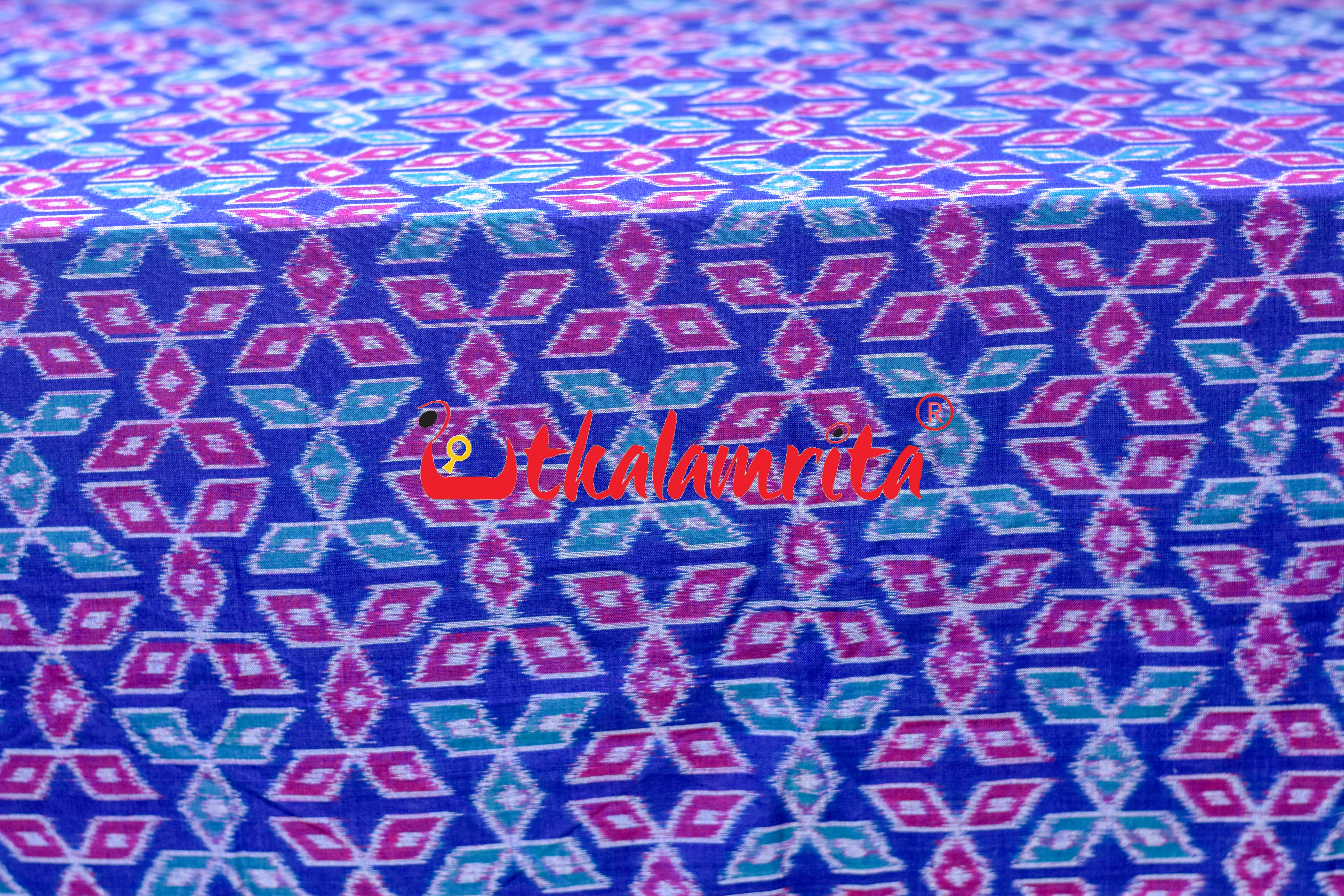 Blue Magenta Mitsubishi Logo Sambalpuri Cotton (Fabric)
