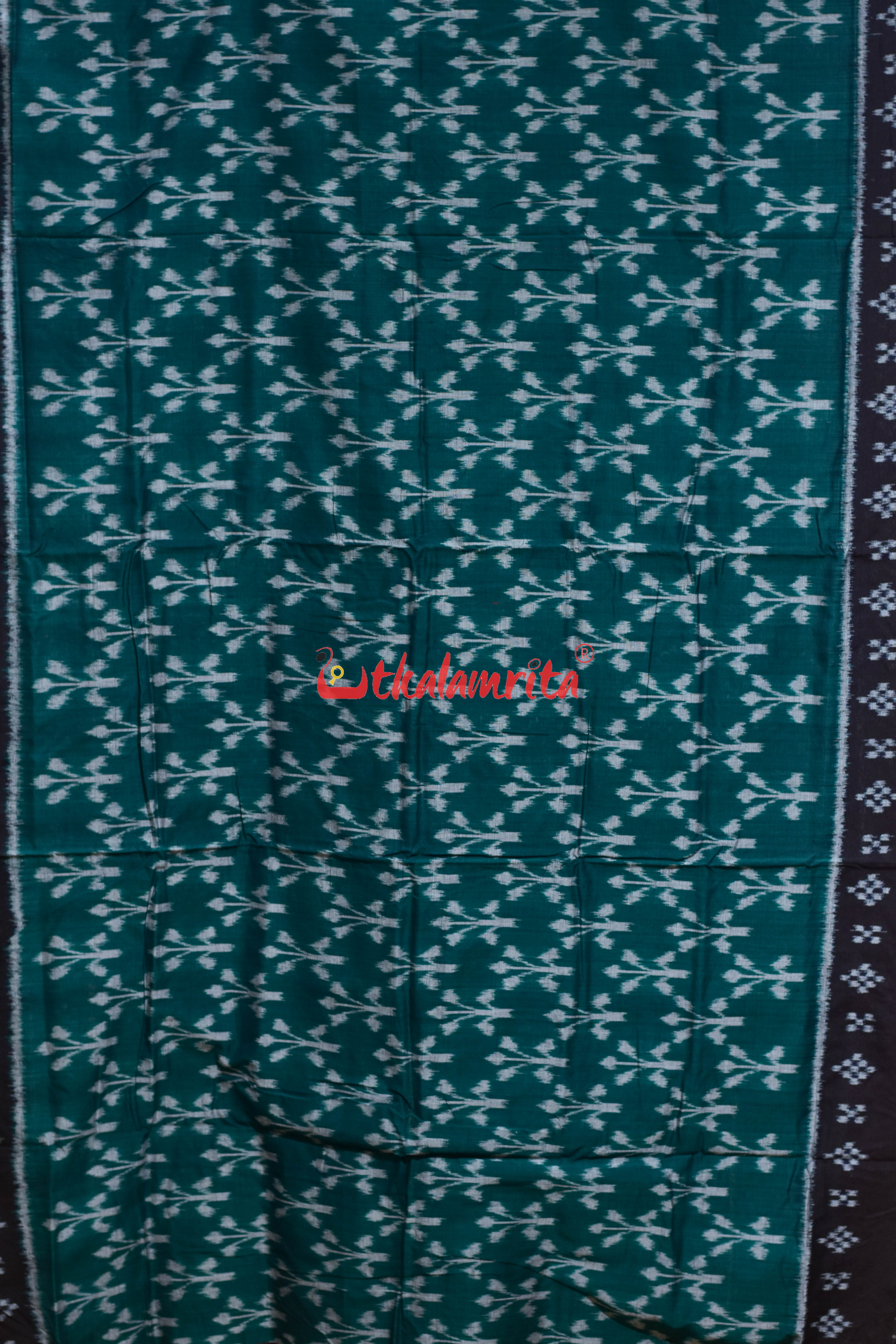 Gachha Green Black Khandua Cotton Saree
