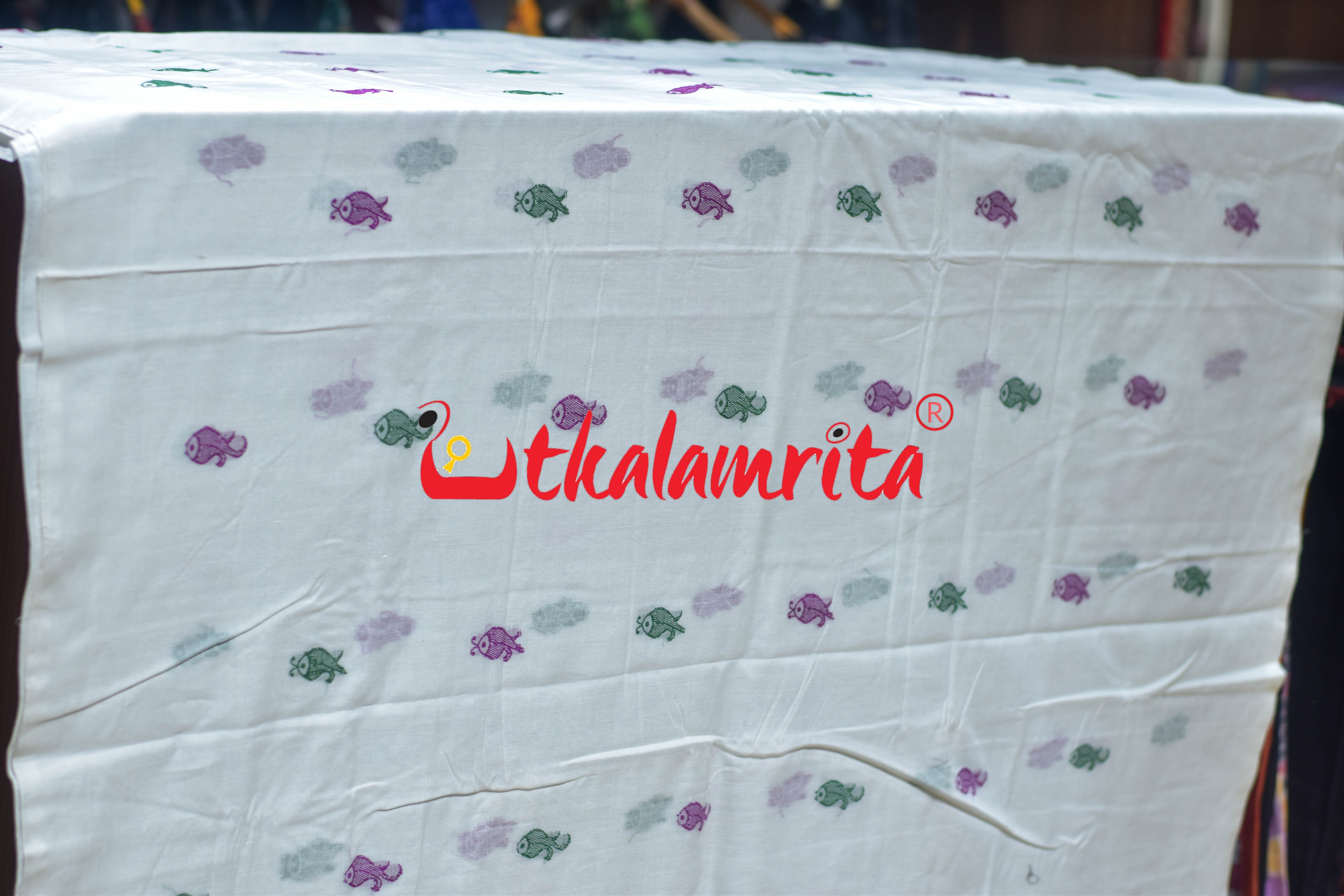 White Fish Bomkai Cotton (Fabric)