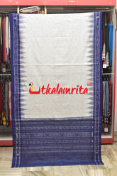 White Blue Jharana Cotton Saree