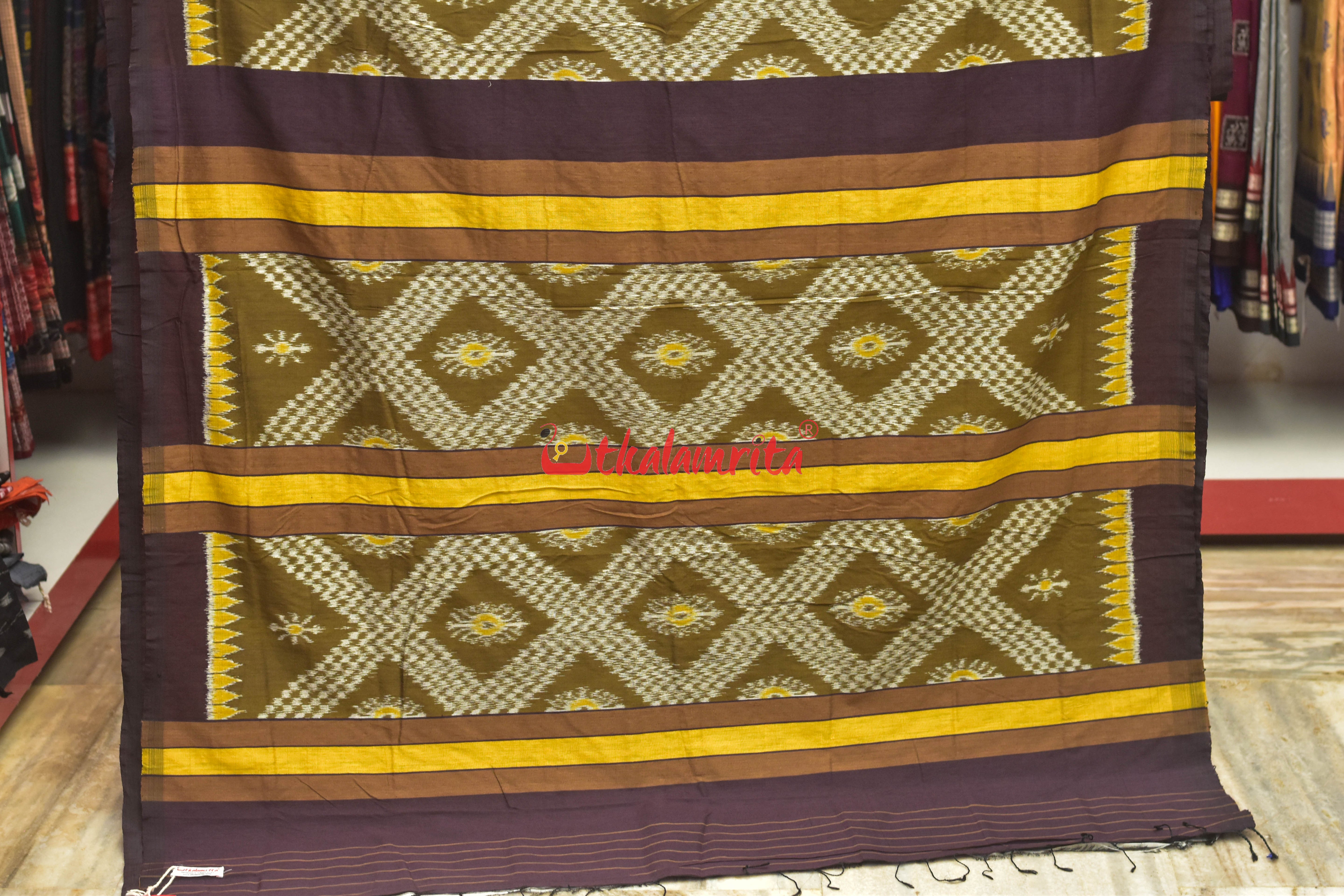 Mehendi Tarabali Eri Silk Khandua Silk Saree