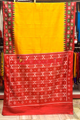 Golden with Pasapali Border Khandua Silk Saree