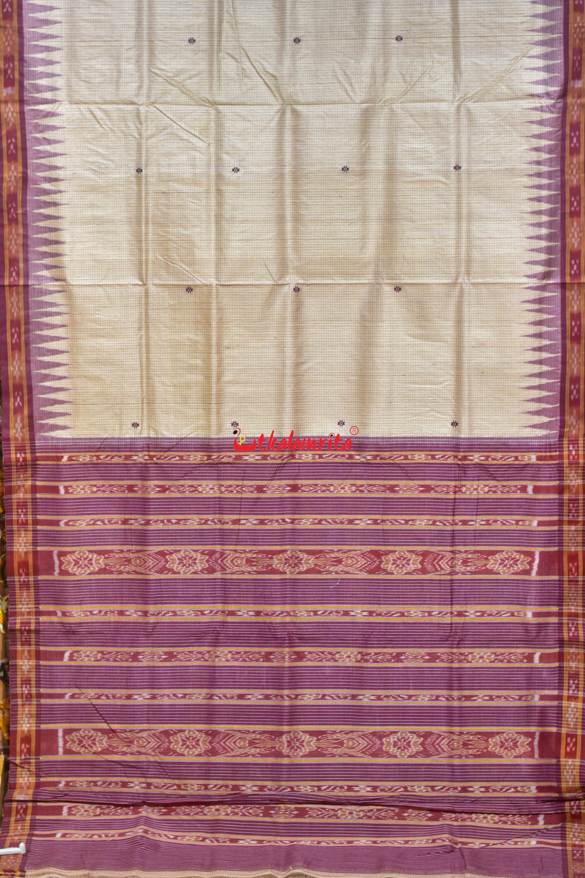 Natural Body Check Border Pasapali Gopalpur Tussar Silk Saree