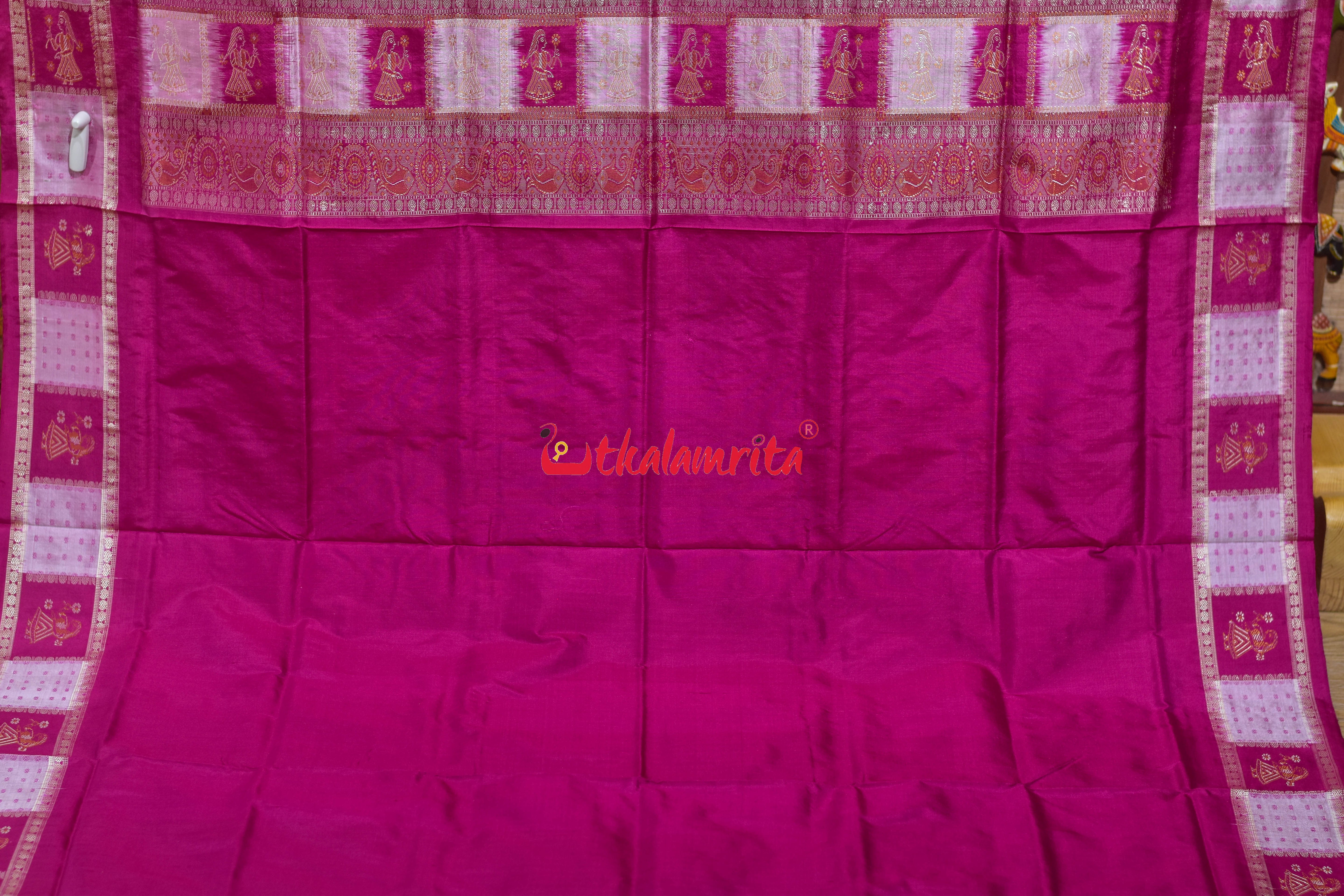 White Rani Doll Border Bomkai Silk Saree