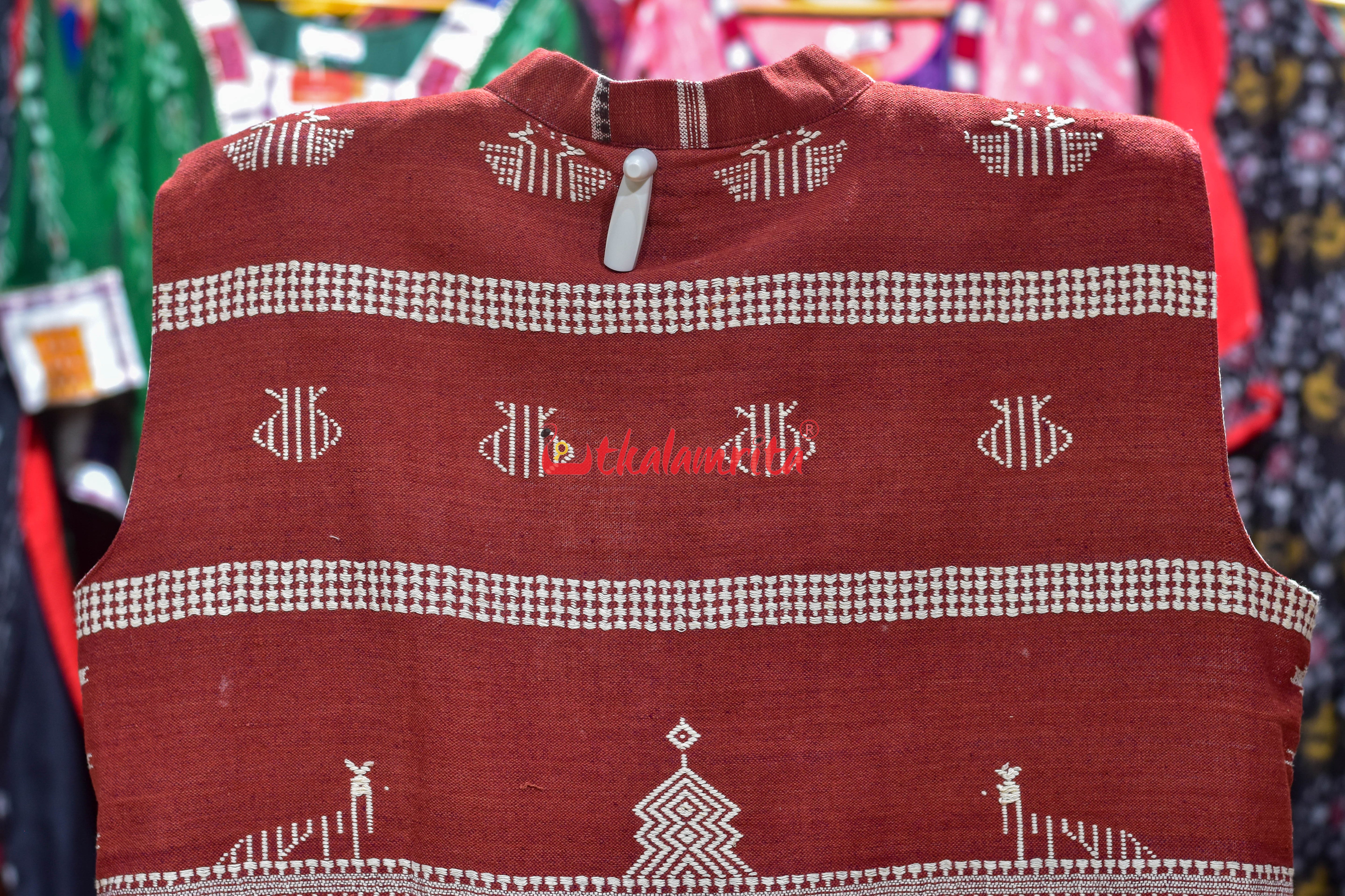 Maroon with Off White Adibasi Kotpad (Modi Jacket)